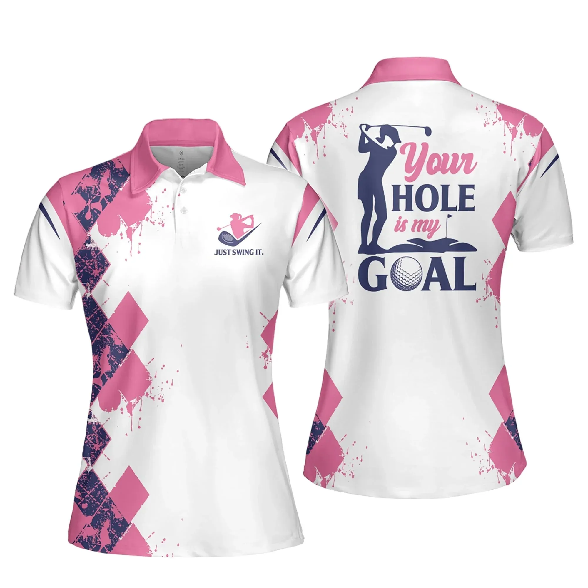 Golf Polo Shirts for Women Sleeveless Summer Sports, Your Hole Is My Goal Women Short Sleeve Polo Shirt