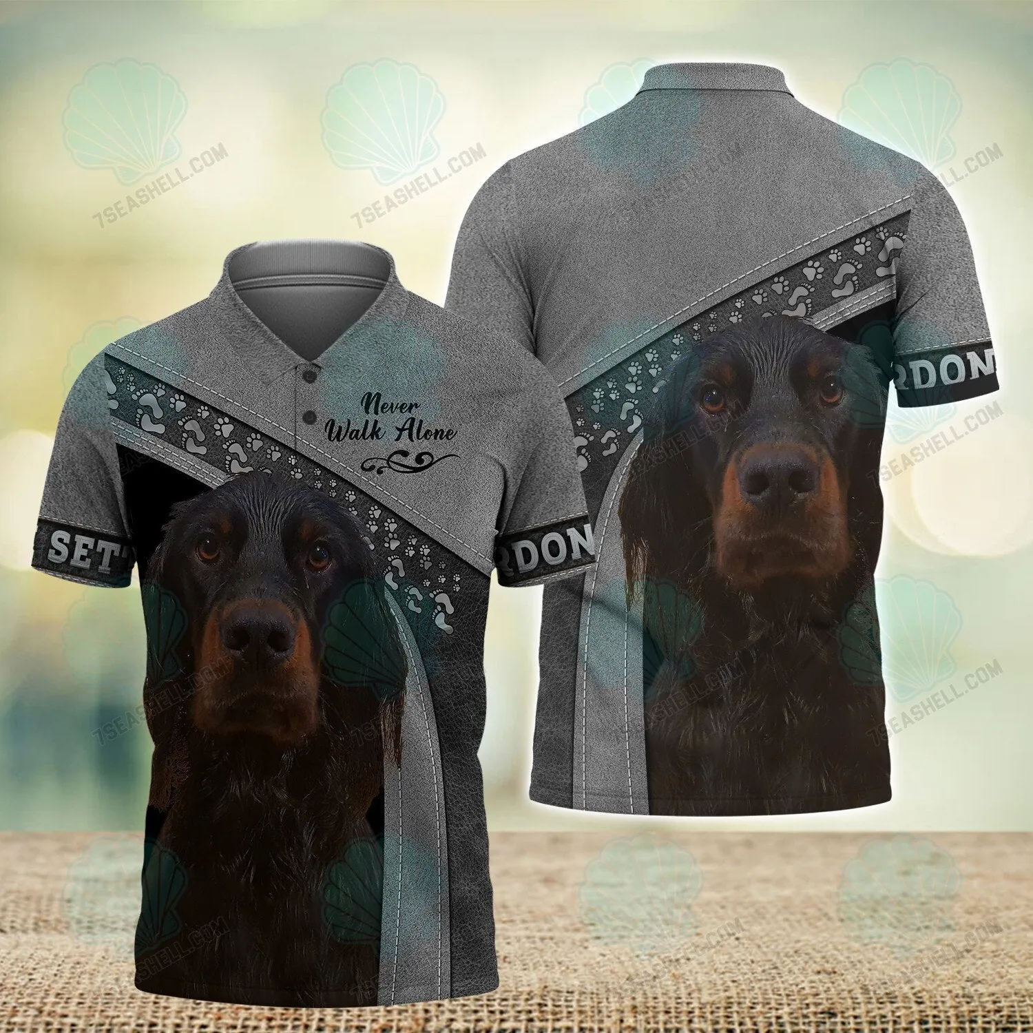 Gordon Setter Never Walk Alone 3D Full Print Shirts, Christmas Dog Memorial Gifts for loss of Dog