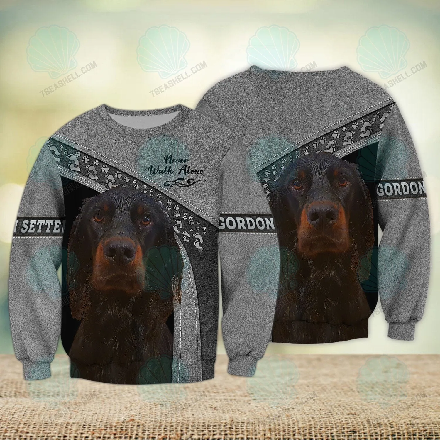 Gordon Setter Never Walk Alone 3D Full Print Shirts, Christmas Dog Memorial Gifts for loss of Dog