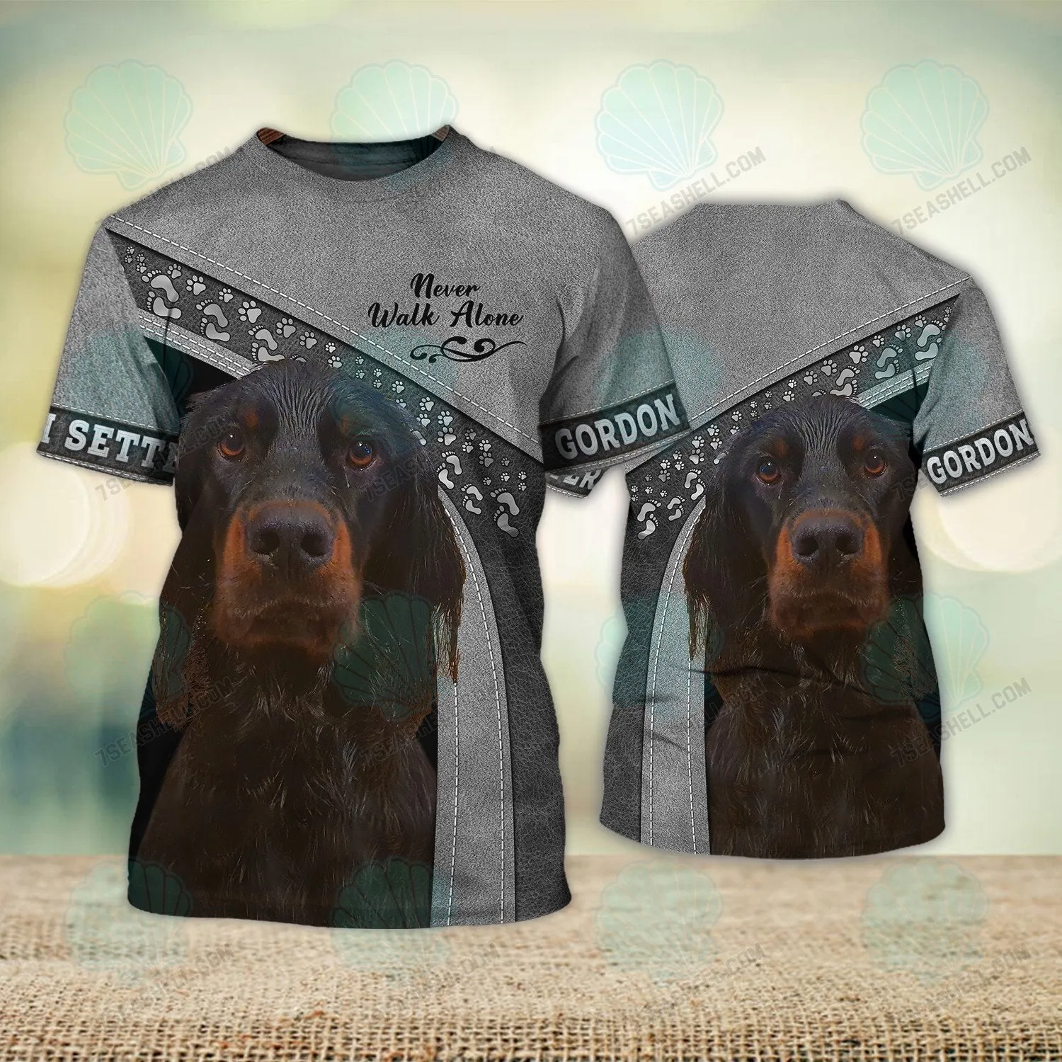 Gordon Setter Never Walk Alone 3D Full Print Shirts, Christmas Dog Memorial Gifts for loss of Dog