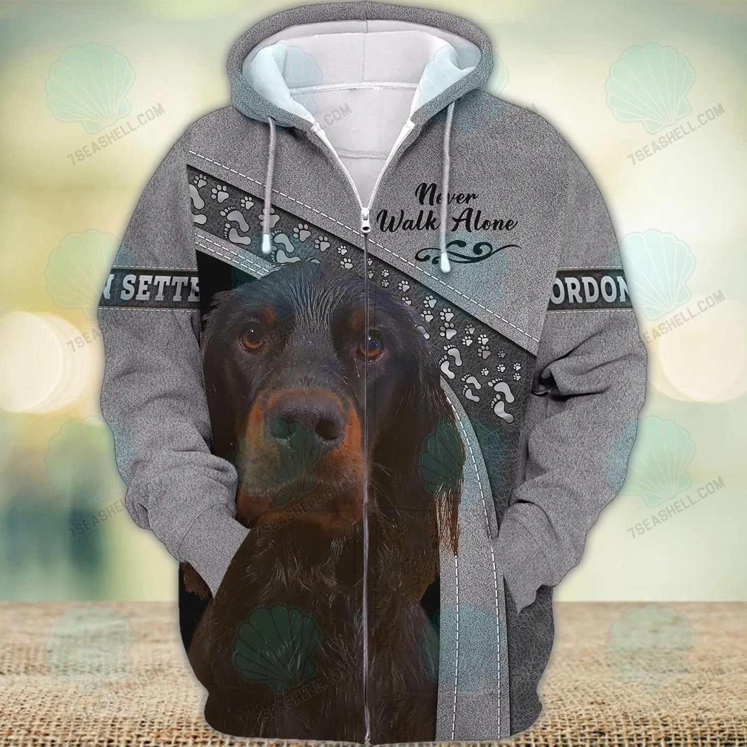 Gordon Setter Never Walk Alone 3D Full Print Shirts, Christmas Dog Memorial Gifts for loss of Dog