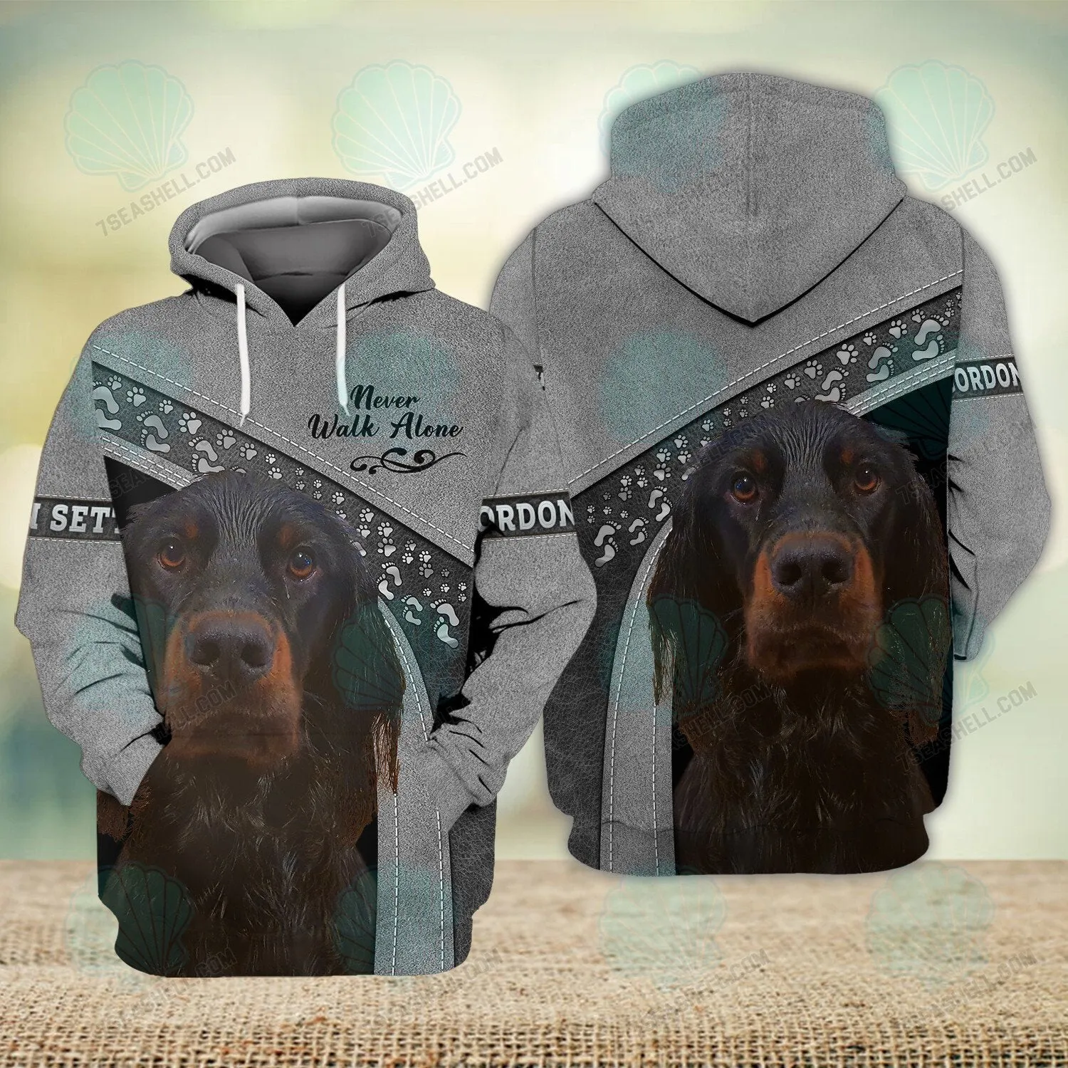 Gordon Setter Never Walk Alone 3D Full Print Shirts, Christmas Dog Memorial Gifts for loss of Dog