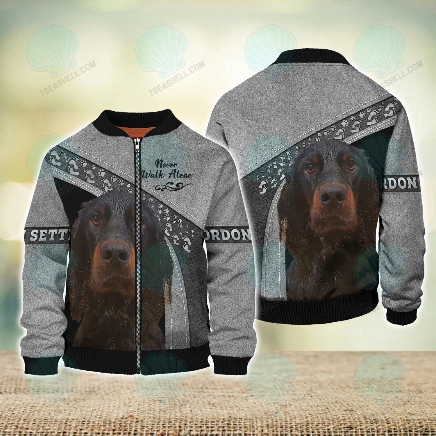 Gordon Setter Never Walk Alone 3D Full Print Shirts, Christmas Dog Memorial Gifts for loss of Dog