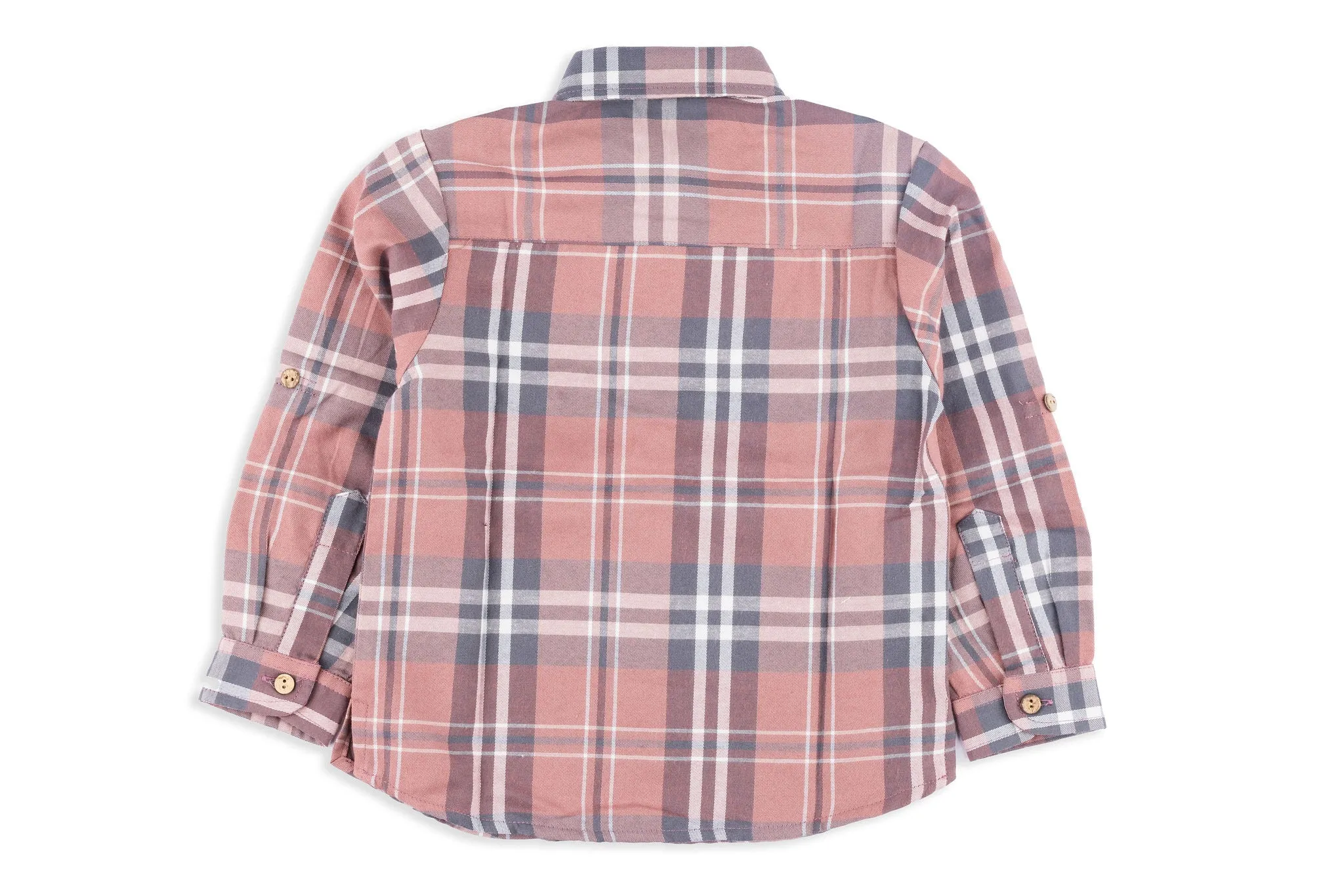 Grey & Dusty Pink Check Button Down Shirt