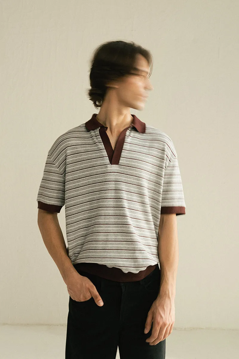 GREY AND BURGUNDY POLO SHIRT