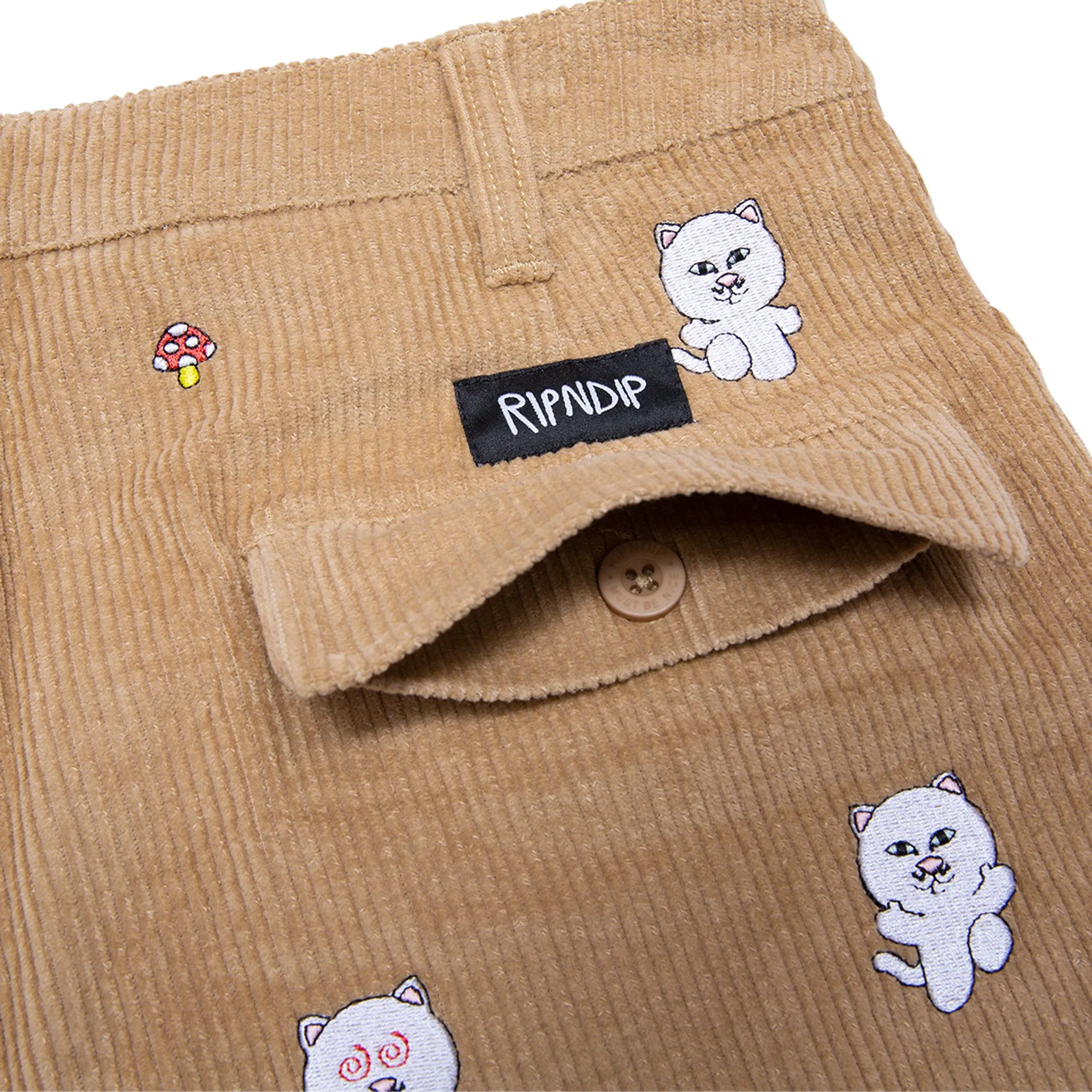 Hello Nermy Corduroy Embroidered Shorts (Tan)