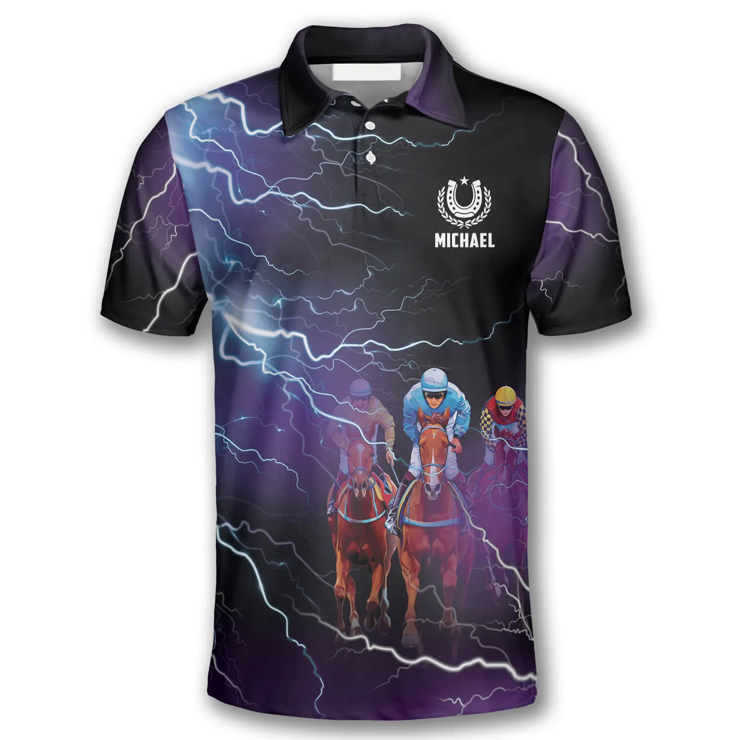 Horse Racing Thunder Lightning Custom Equestrian Shirts for Men