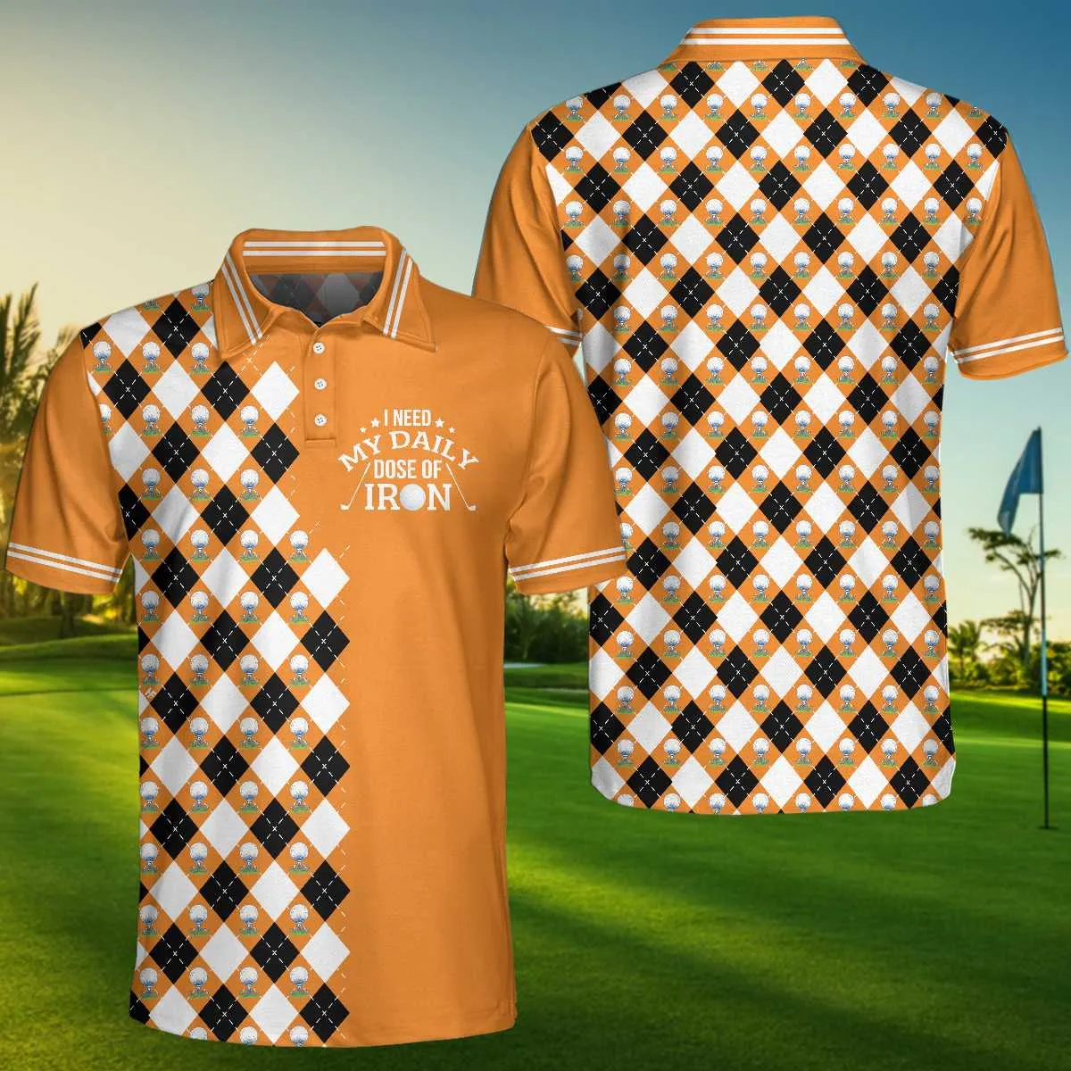 I Need My Daily Dose Of Iron Remastered Polo Shirt, Argyle Pattern Polo Shirt, Best Golf Shirt For Men Coolspod