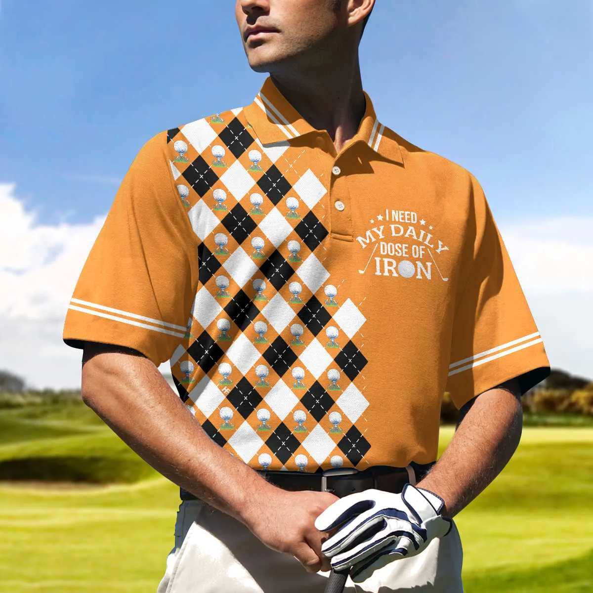 I Need My Daily Dose Of Iron Remastered Polo Shirt, Argyle Pattern Polo Shirt, Best Golf Shirt For Men Coolspod