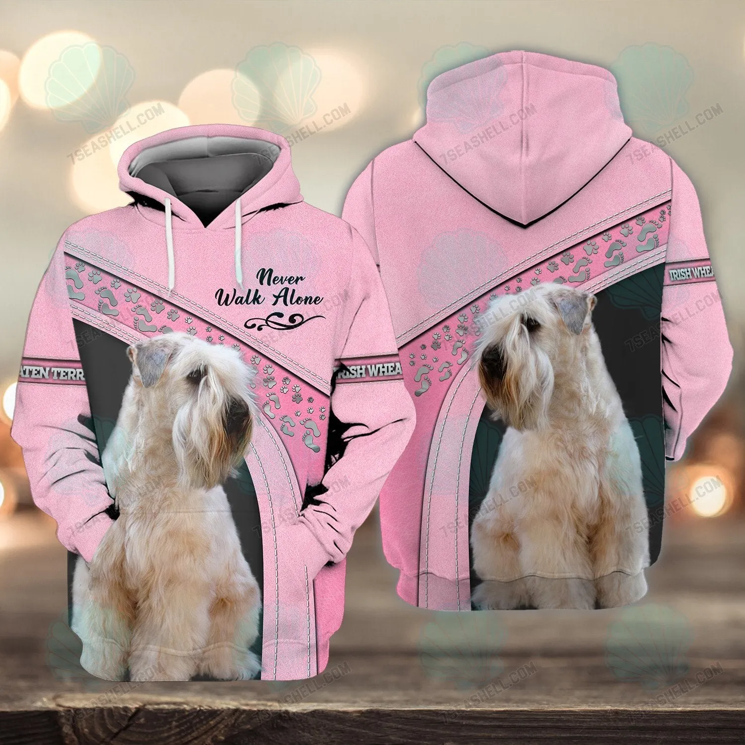 Irish Wheaten terrier Love Pink Never Walk Alone 3D Full Print Shirts, Christmas Dog Memorial Gifts for loss of Dog