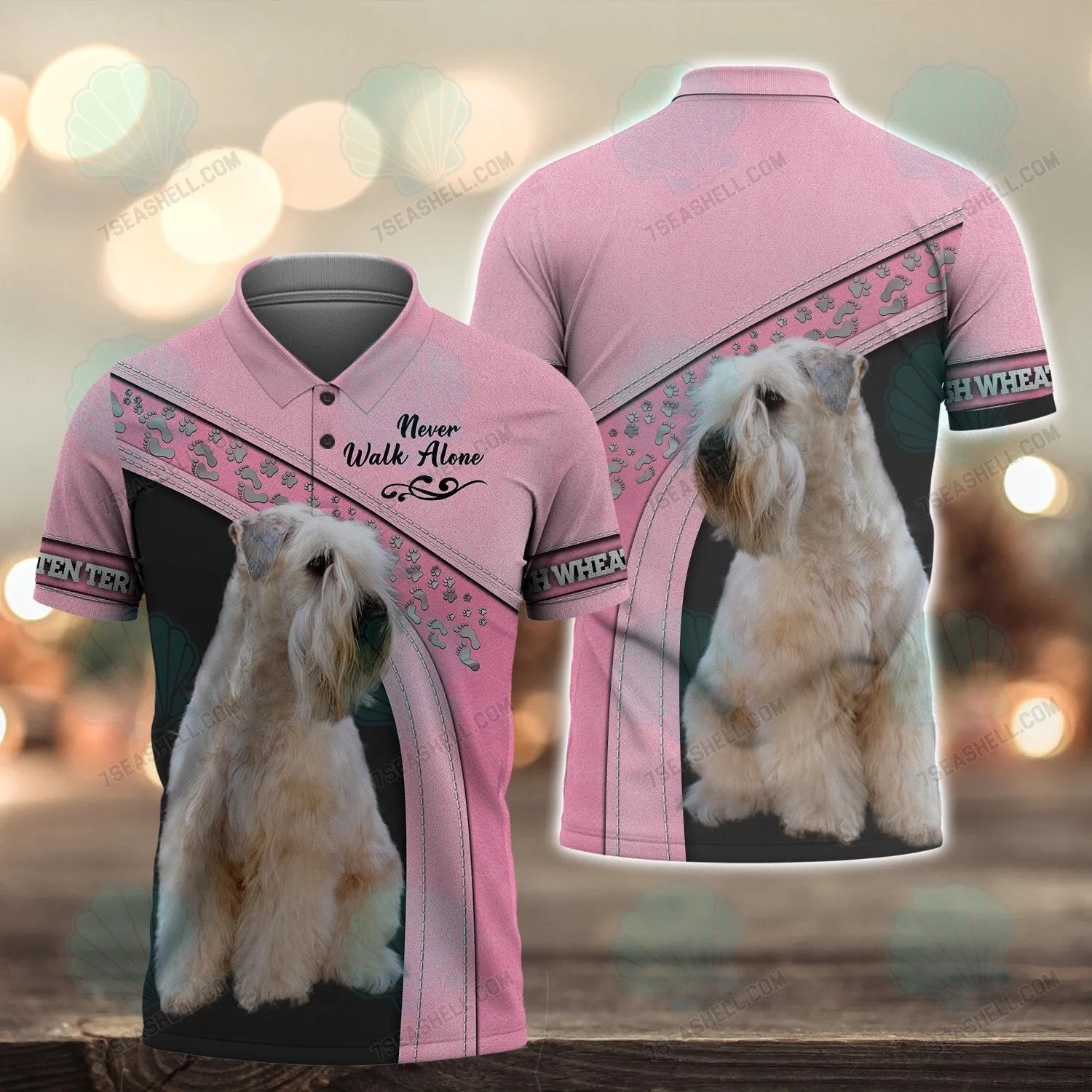 Irish Wheaten terrier Love Pink Never Walk Alone 3D Full Print Shirts, Christmas Dog Memorial Gifts for loss of Dog