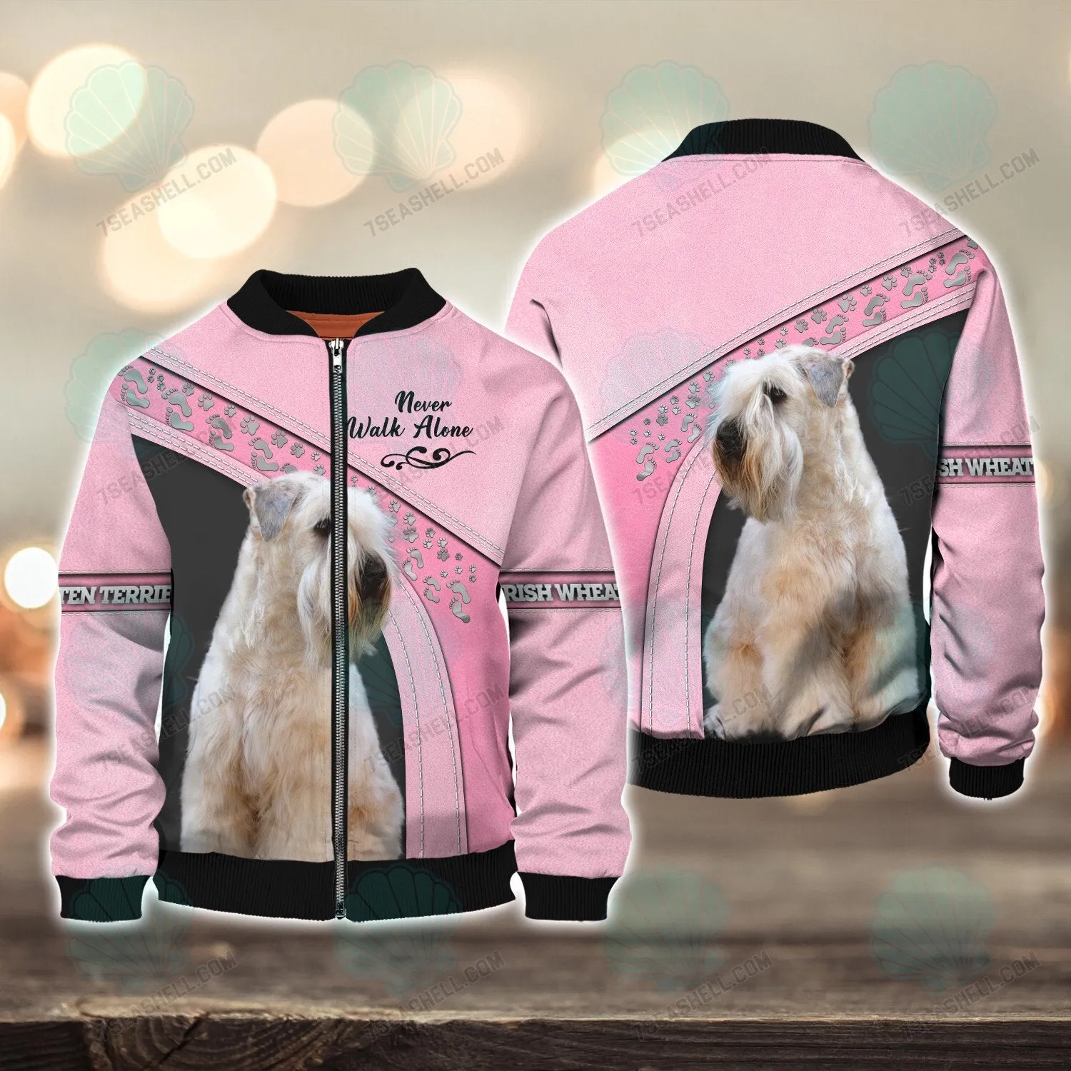 Irish Wheaten terrier Love Pink Never Walk Alone 3D Full Print Shirts, Christmas Dog Memorial Gifts for loss of Dog