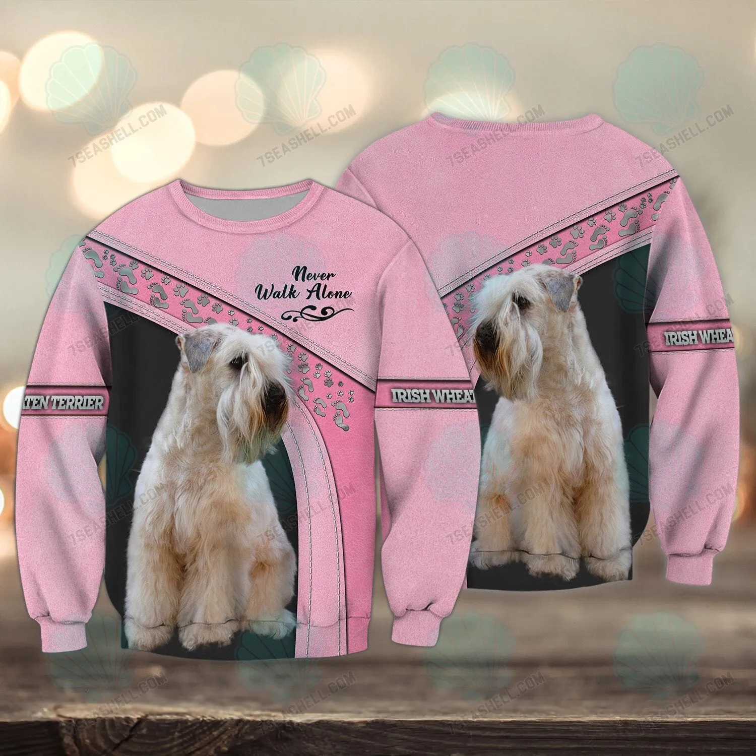 Irish Wheaten terrier Love Pink Never Walk Alone 3D Full Print Shirts, Christmas Dog Memorial Gifts for loss of Dog