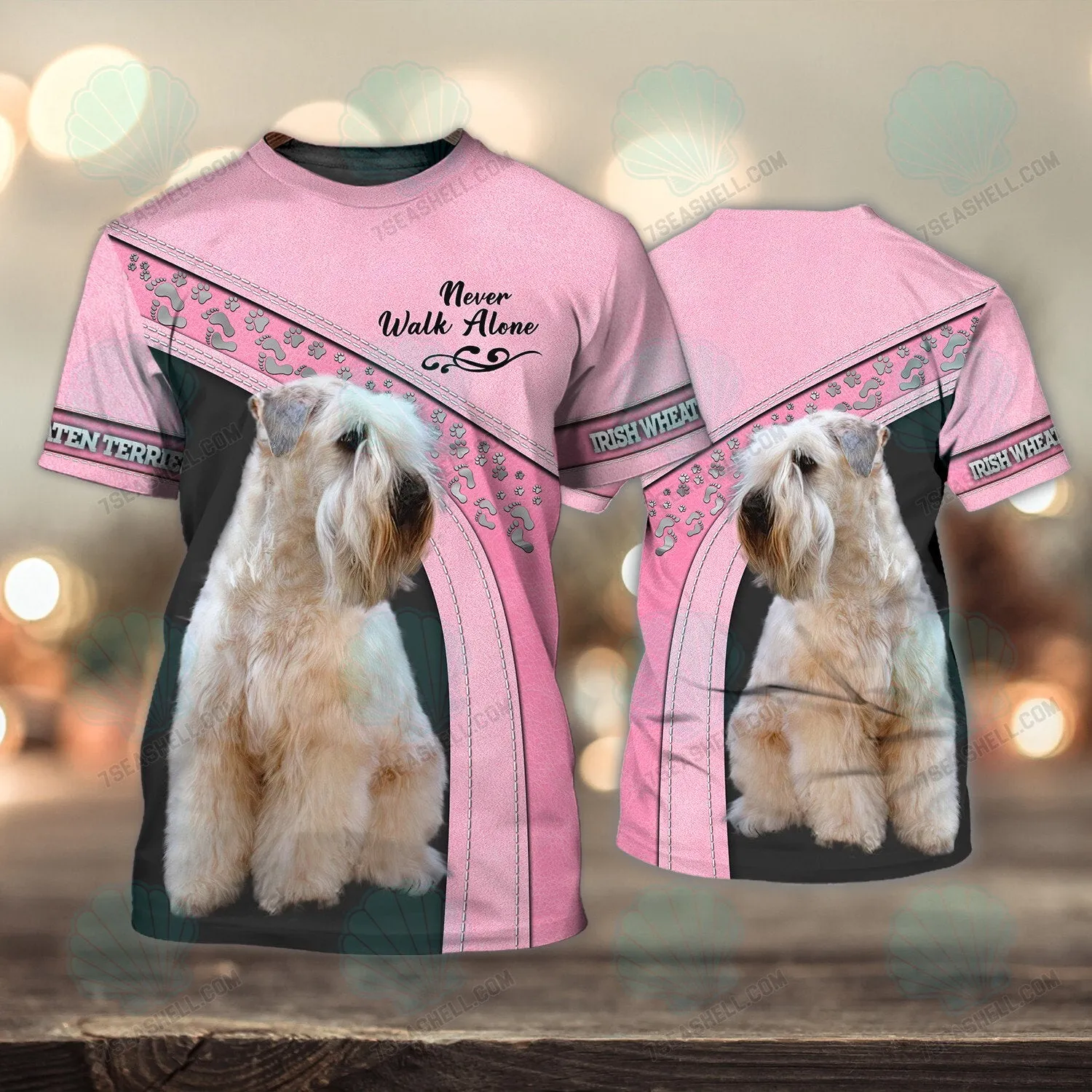 Irish Wheaten terrier Love Pink Never Walk Alone 3D Full Print Shirts, Christmas Dog Memorial Gifts for loss of Dog