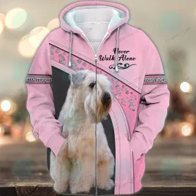 Irish Wheaten terrier Love Pink Never Walk Alone 3D Full Print Shirts, Christmas Dog Memorial Gifts for loss of Dog