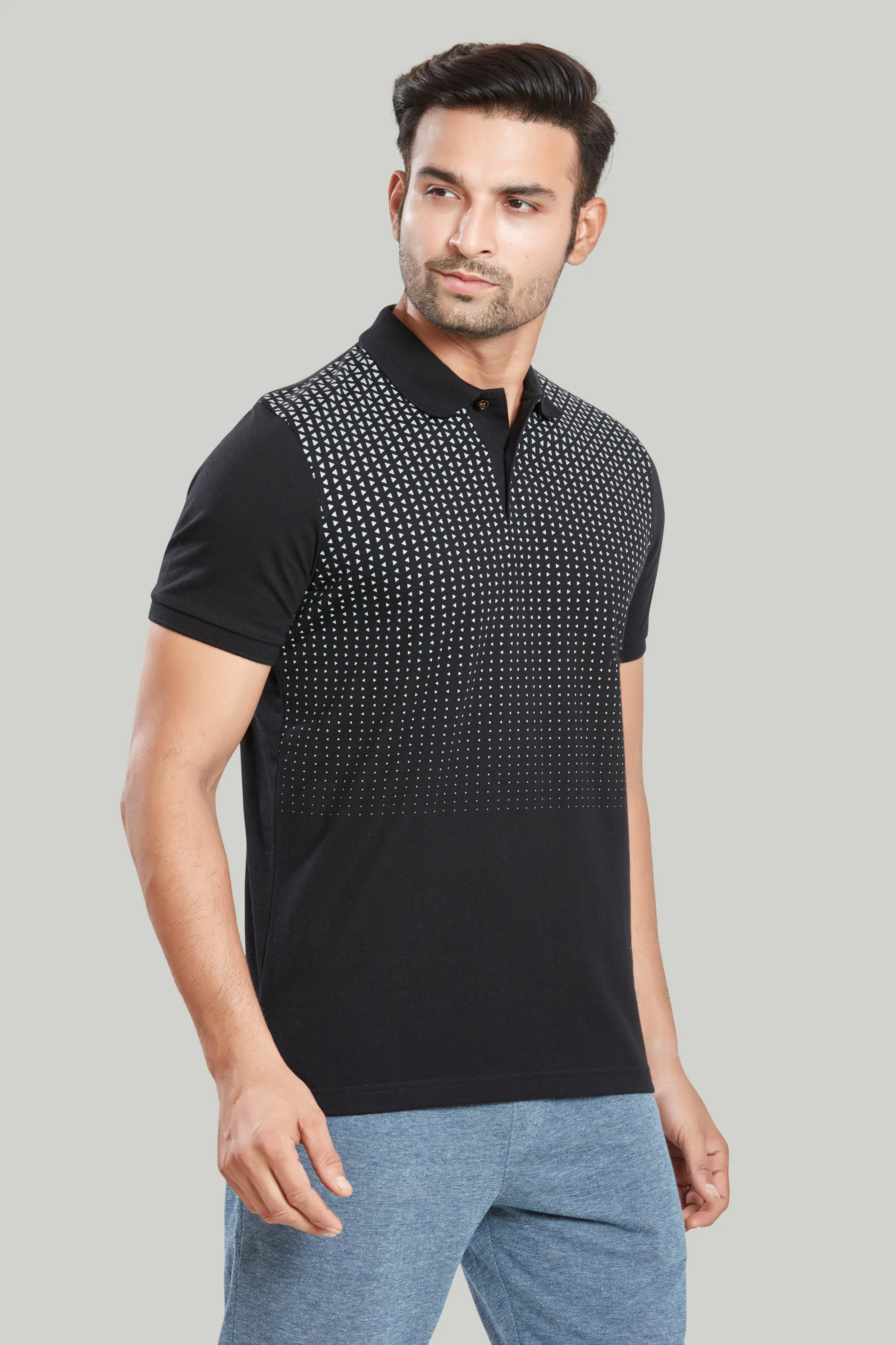 Jersey Triangle Print Polo