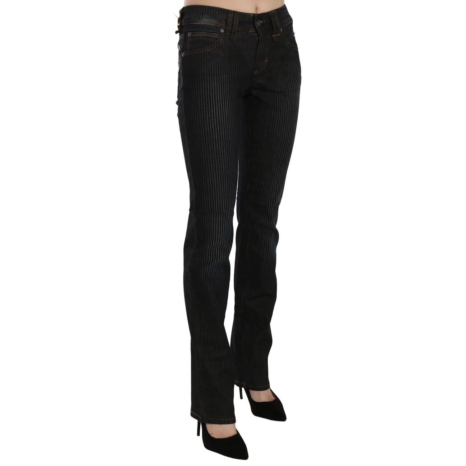 John Galliano Elegant Black Slim Fit Corduroy Jeans