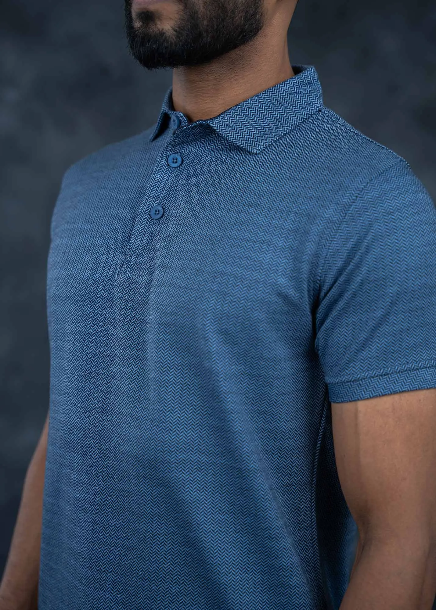 LCY  | Two Toned Diagonal Jacquard Polo