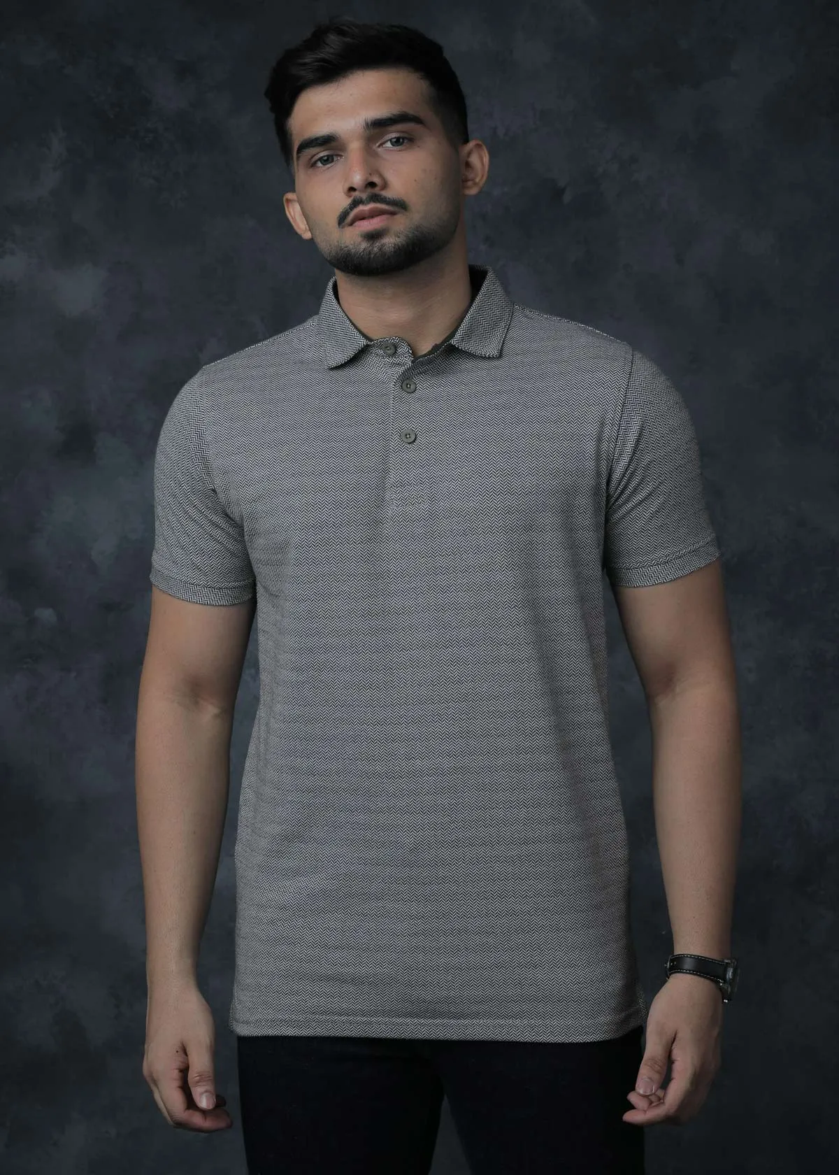 LCY  | Two Toned Diagonal Jacquard Polo