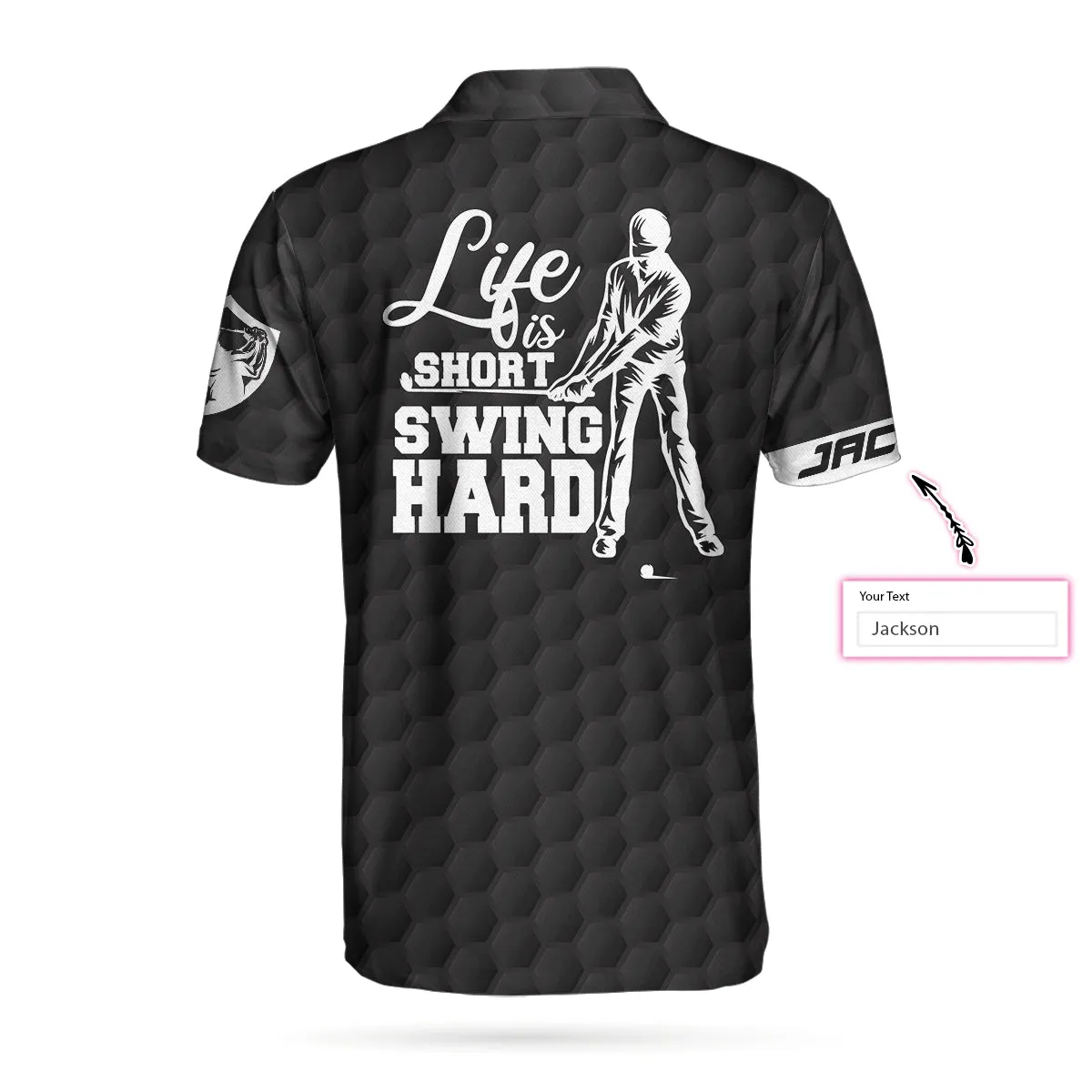 Life Is Short Swing Hard Custom Polo Shirt, Personalized Black American Flag Golf Shirt For Men Coolspod