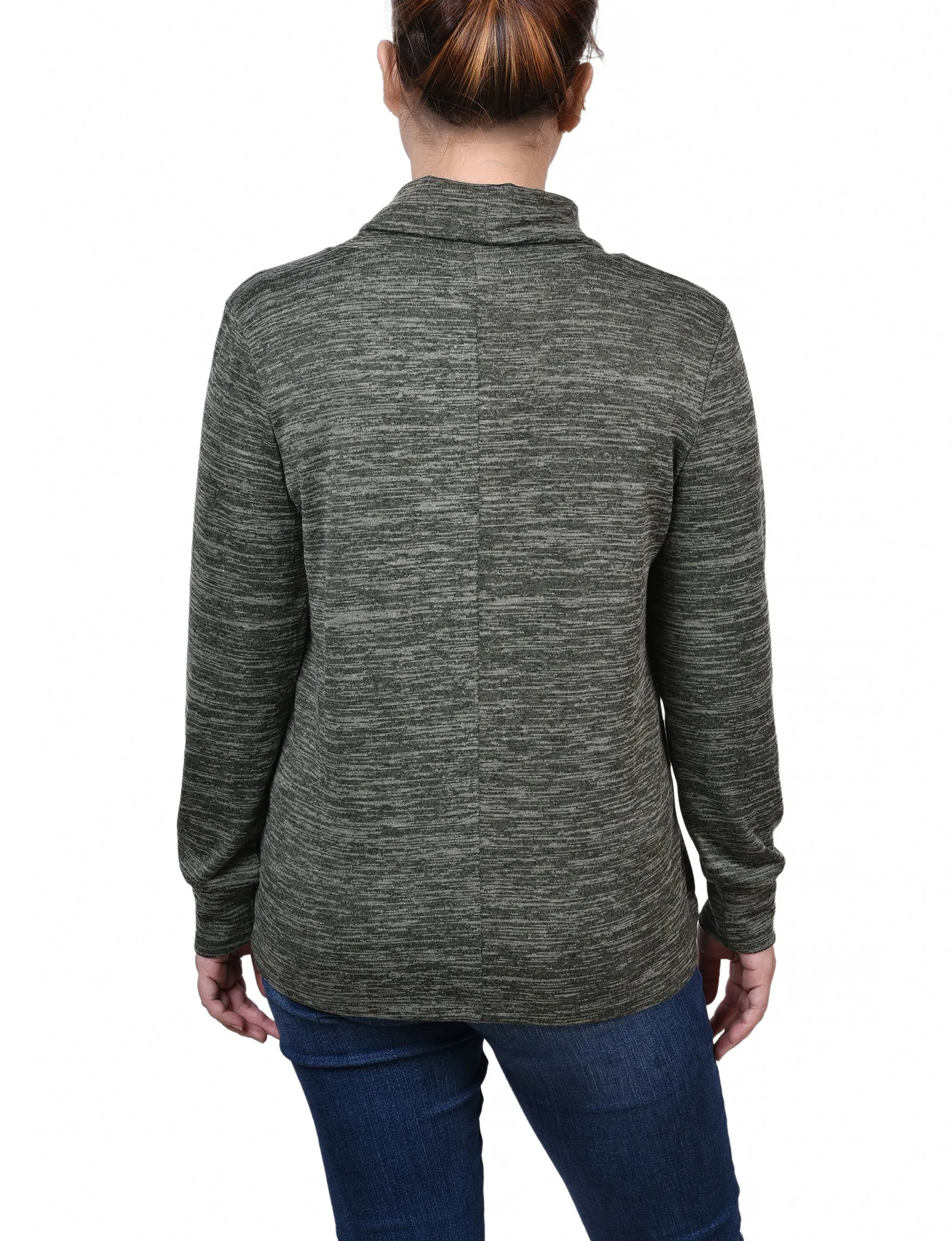 Long Sleeve Overlapping Cowl Neck Top