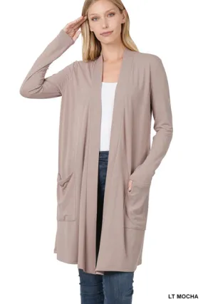 Long Slouchy Cardigan in Light Mocha