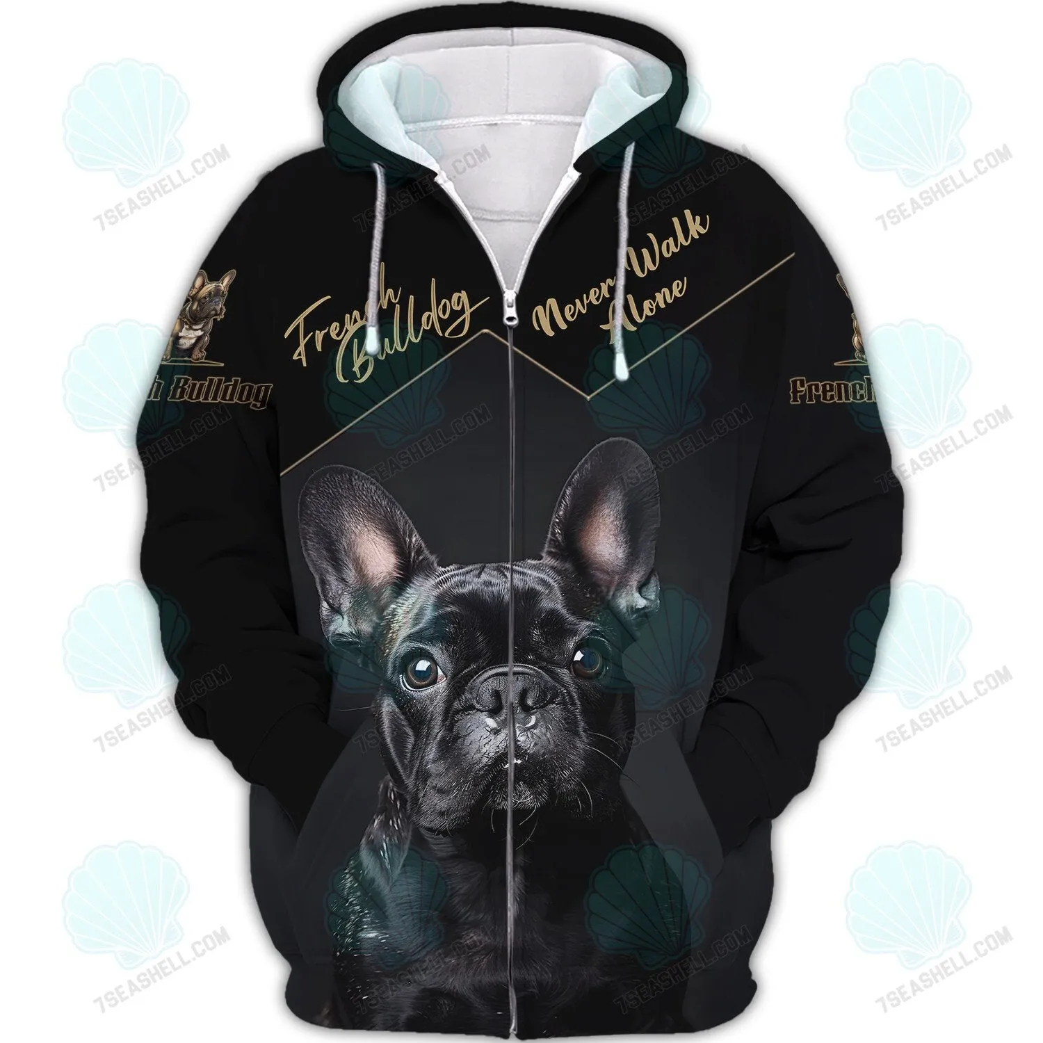 Love French Bulldog Custom Name 3D Zipper Hoodie Personalized Gift For French Bulldog Lovers