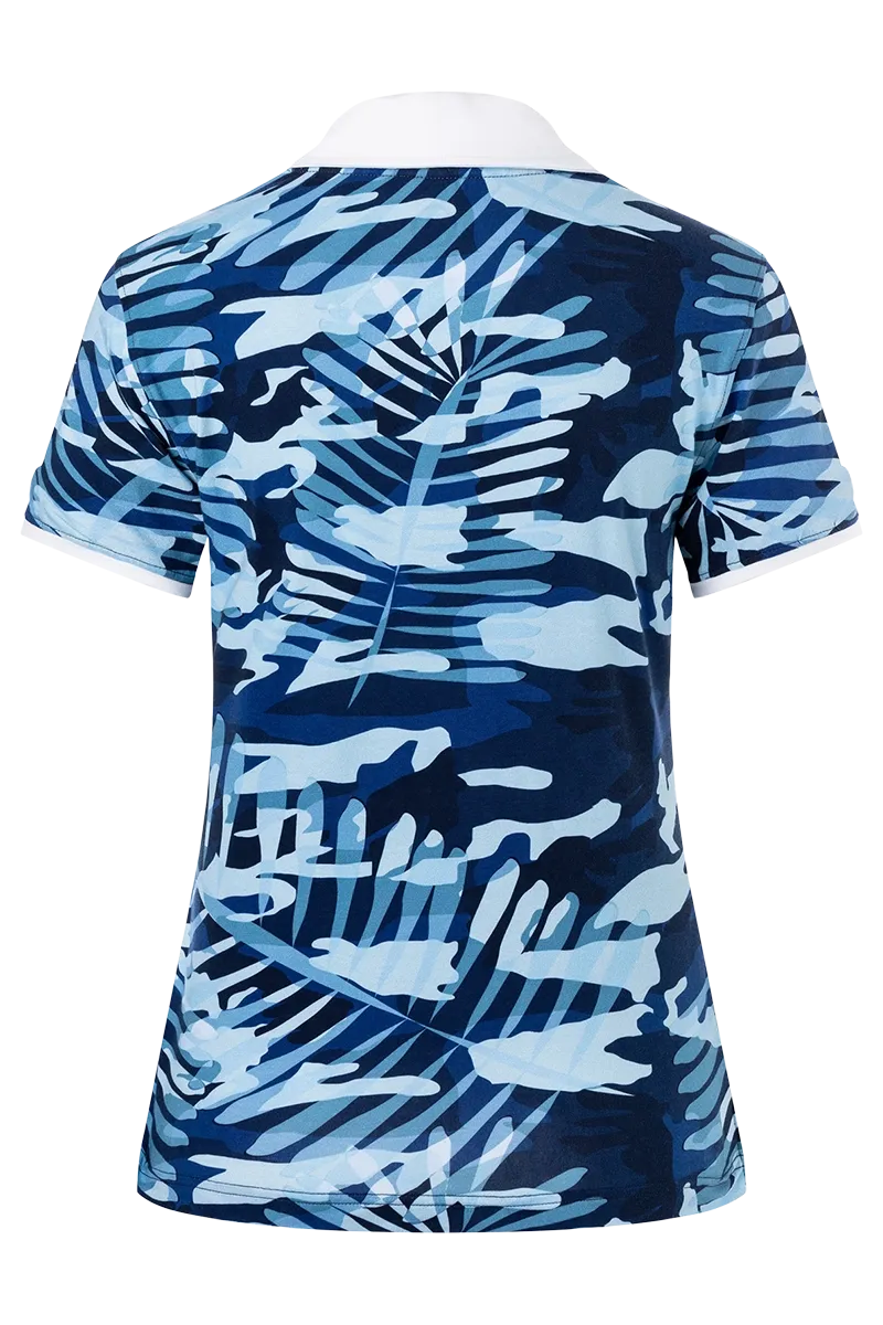 Lumi 2 Palm Print Golf Shirt - Sport Blue