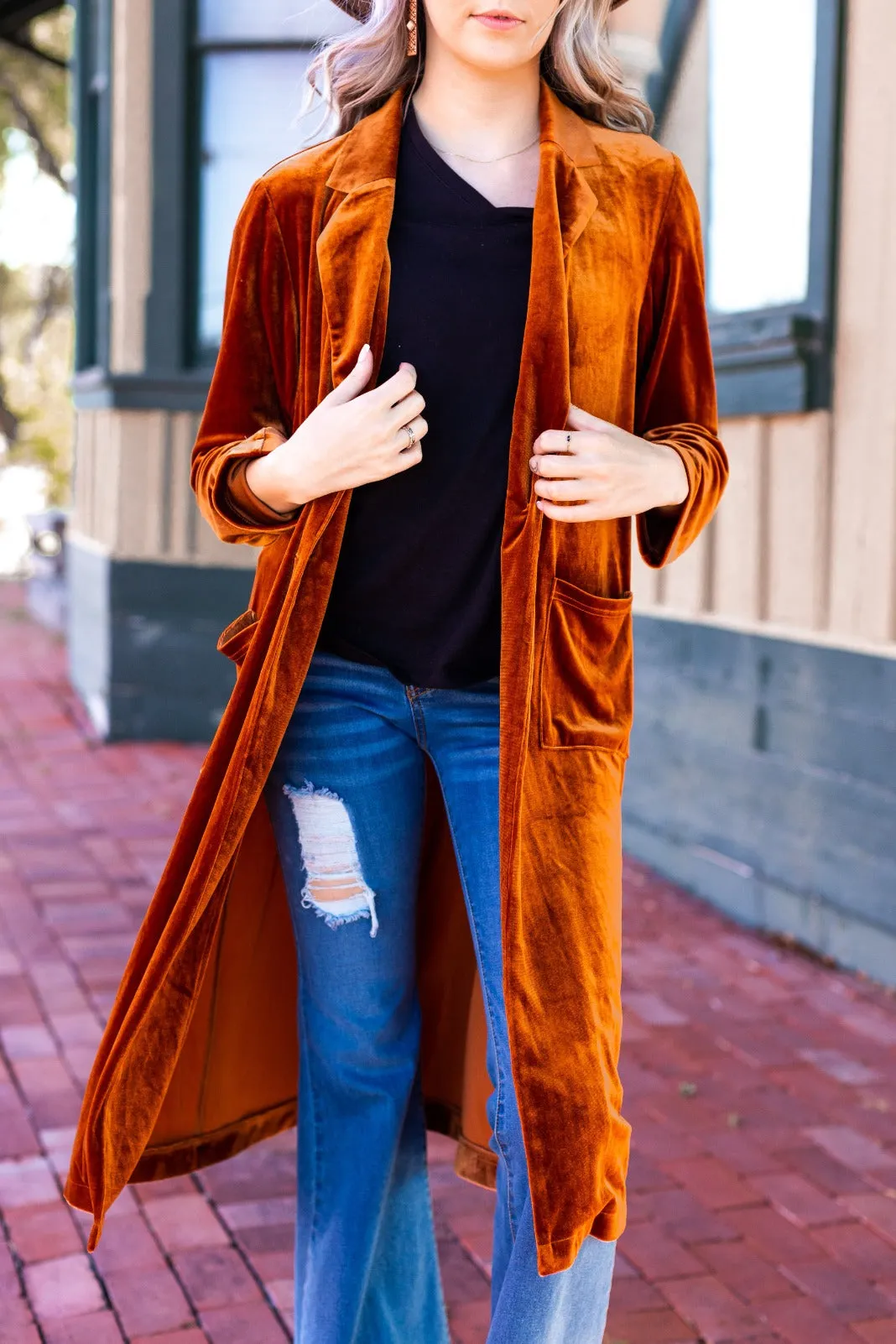 Made to Mingle Velvet Jacket in Rust