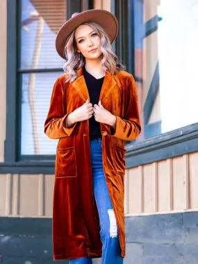 Made to Mingle Velvet Jacket in Rust