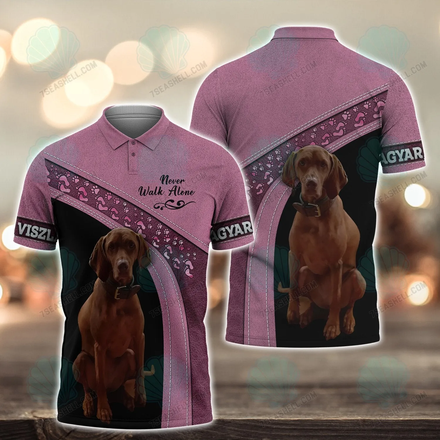 Magyar Viszla Love Pink Never Walk Alone 3D Full Print Shirts, Christmas Dog Memorial Gifts for loss of Dog