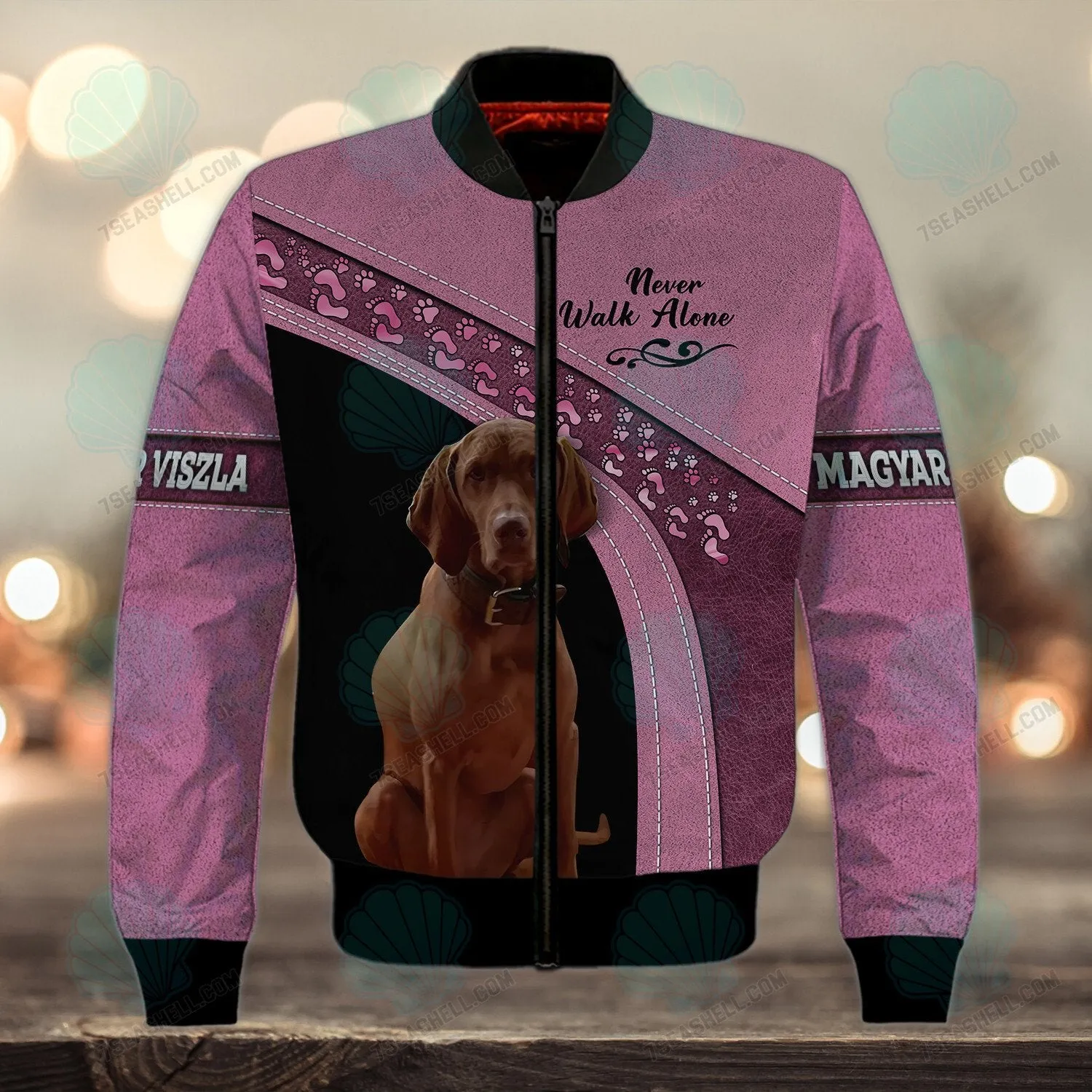 Magyar Viszla Love Pink Never Walk Alone 3D Full Print Shirts, Christmas Dog Memorial Gifts for loss of Dog