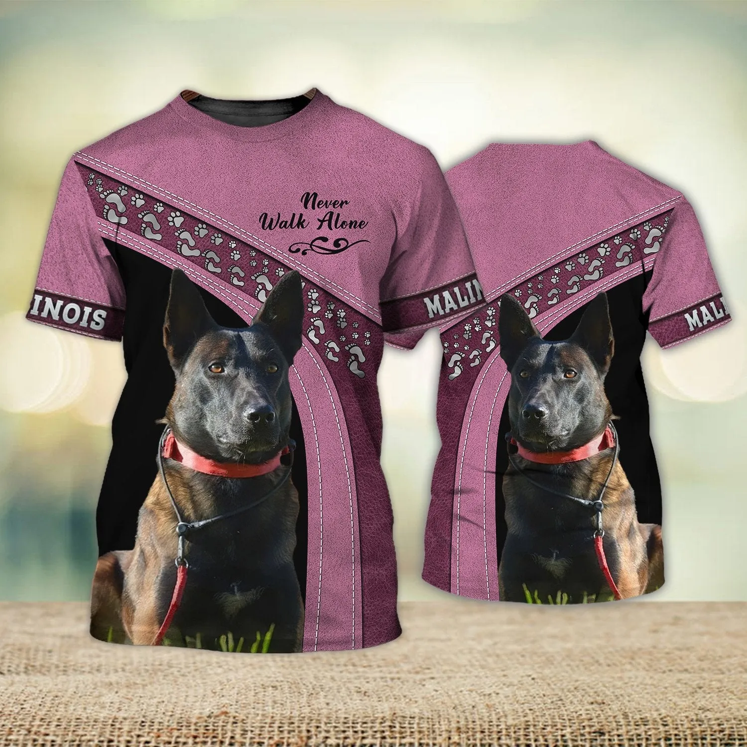 Malinois Love Never Walk Alone Love 3D Full Print Shirts, Shirt For Dog Lovers, Dog Memorial Gifts for loss of Dog