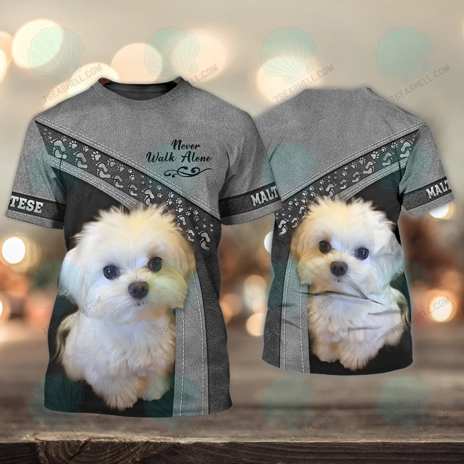 Maltese Grey Love Never Walk Alone 3D Full Print Shirts, Christmas Dog Memorial Gifts for loss of Dog