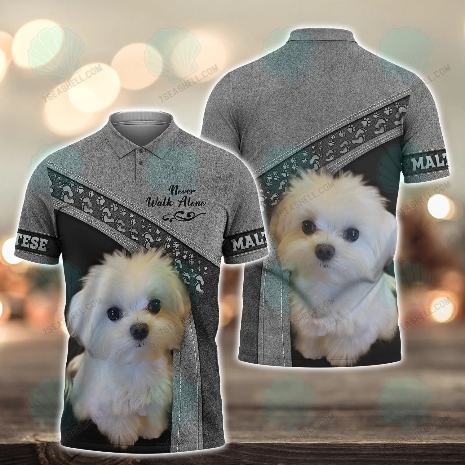 Maltese Grey Love Never Walk Alone 3D Full Print Shirts, Christmas Dog Memorial Gifts for loss of Dog