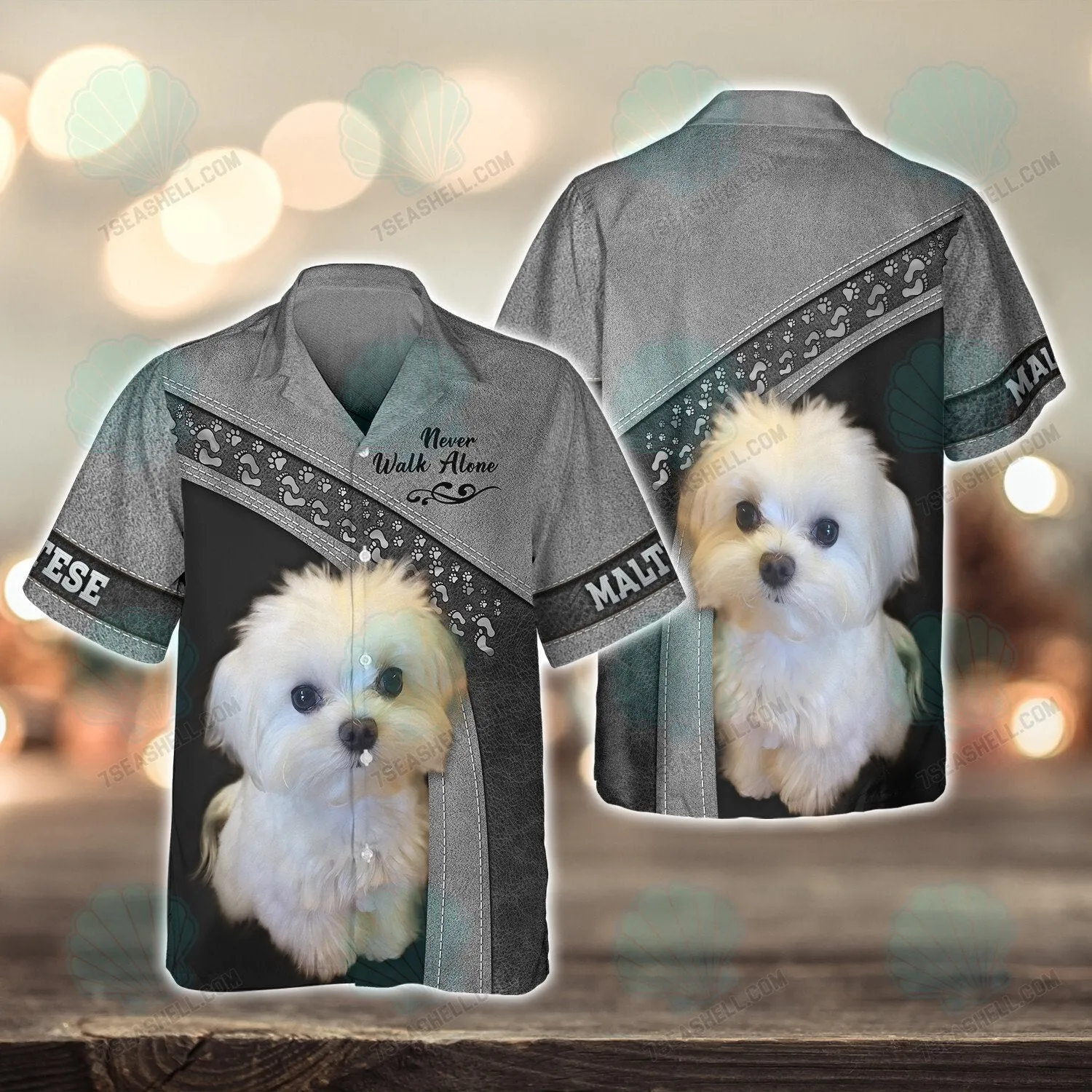 Maltese Grey Love Never Walk Alone 3D Full Print Shirts, Christmas Dog Memorial Gifts for loss of Dog