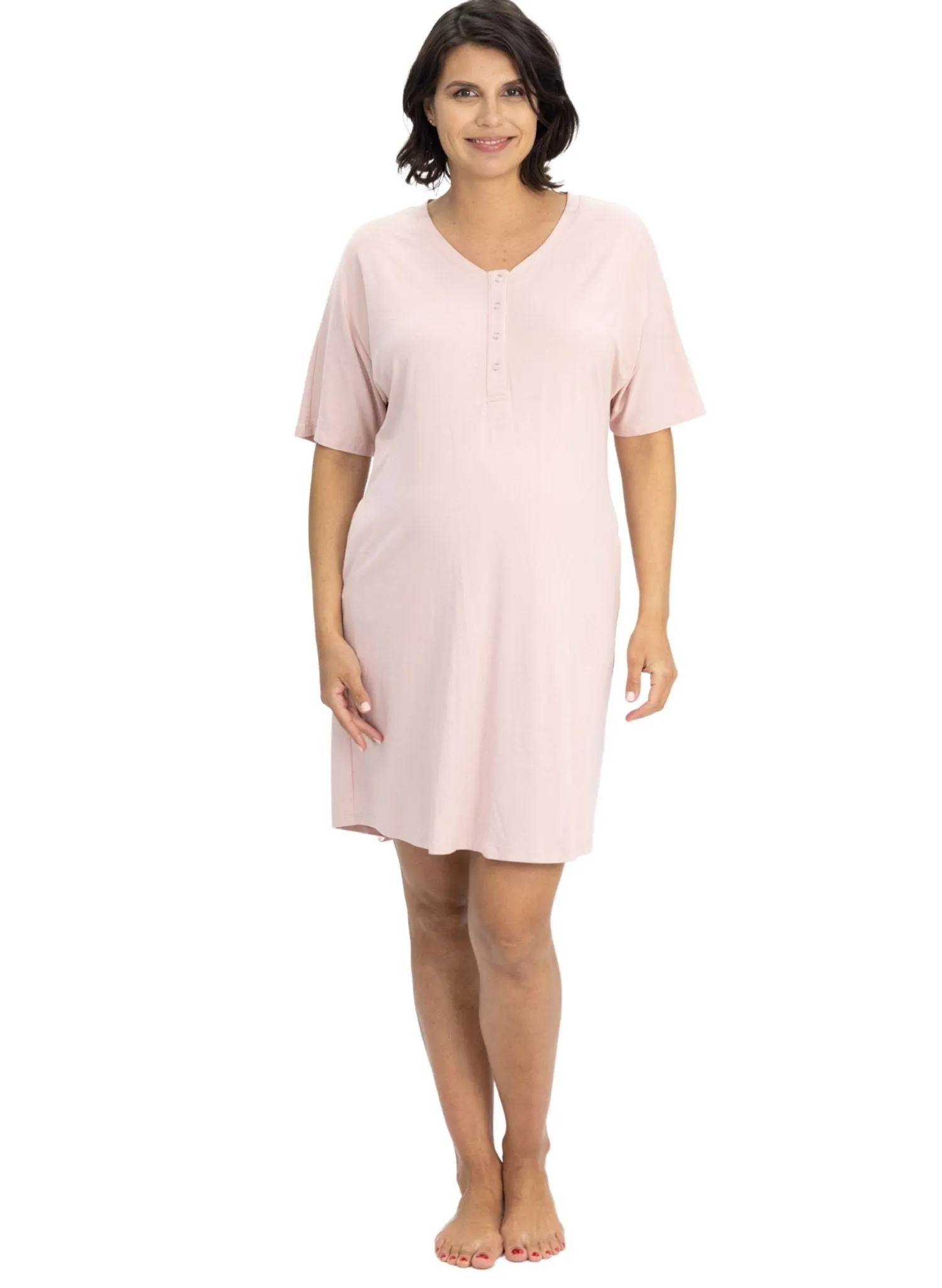 Maternity & Nursing Home Dress   Matching Baby Wrap - Pink