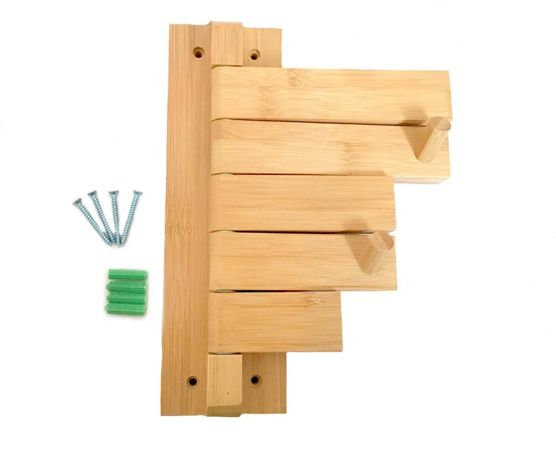 Mato Bamboo Wood Bathroom Wall Mount Towel Hanger Holder Bar Organizer