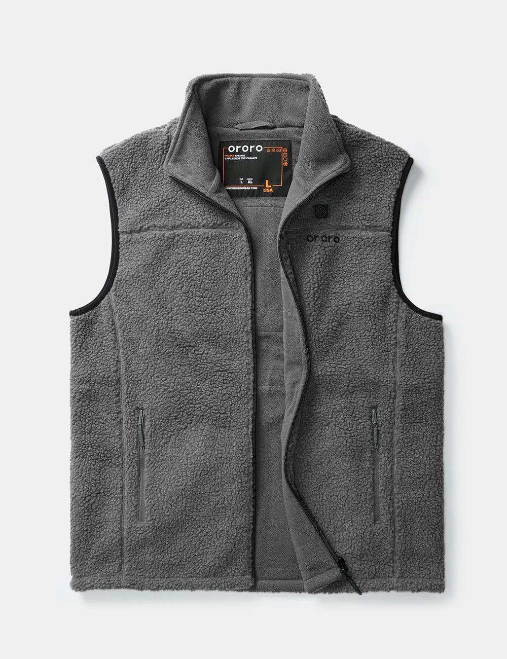 Men's Heated Recycled Fleece Vest - Gray