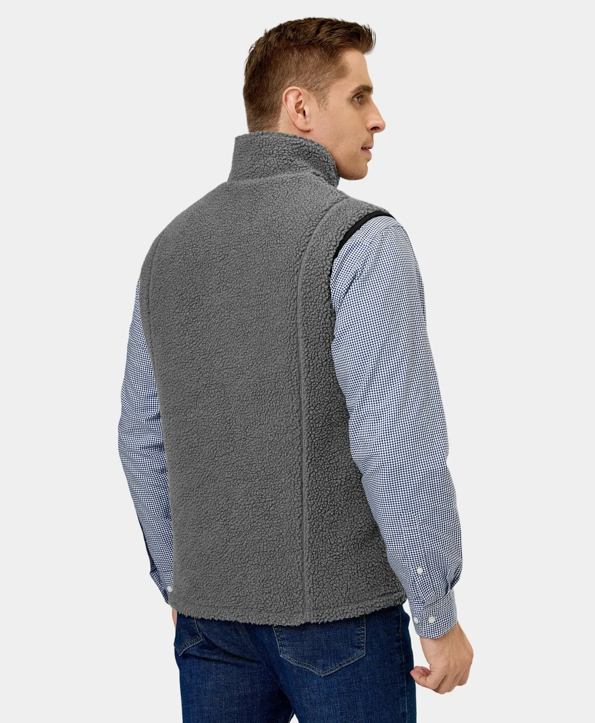 Men's Heated Recycled Fleece Vest - Gray