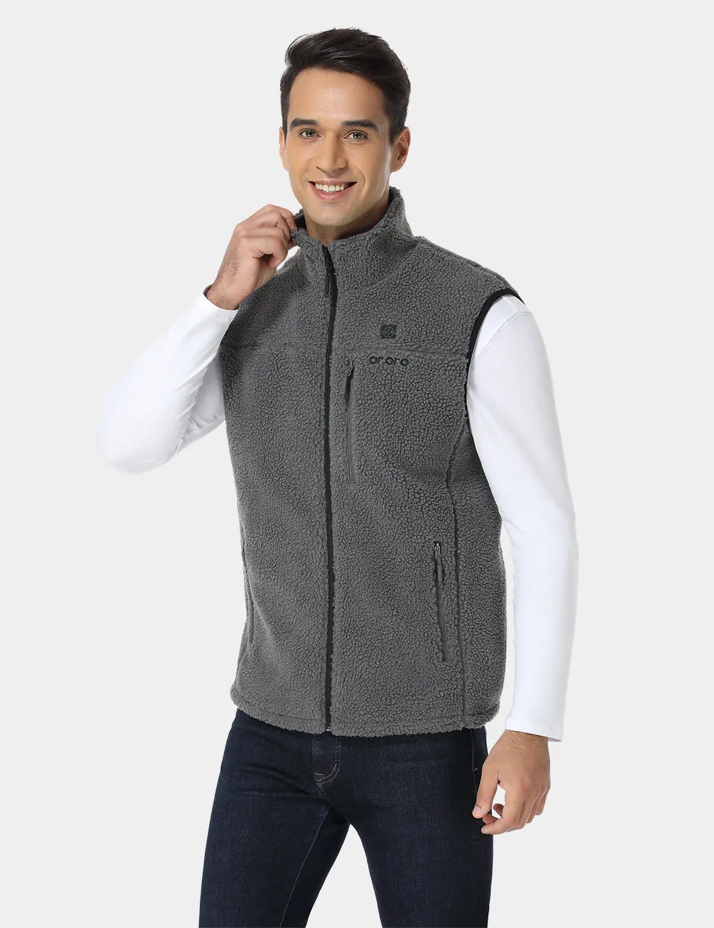 Men's Heated Recycled Fleece Vest - Grey