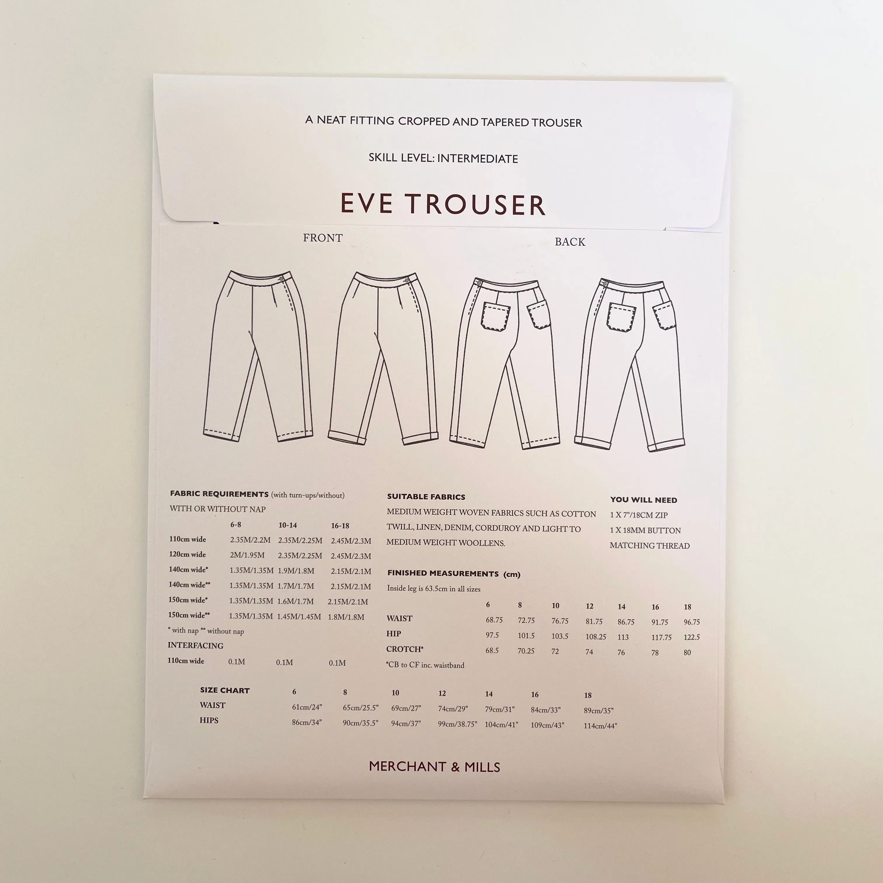 Merchant & Mills Pattern : Eve Trouser