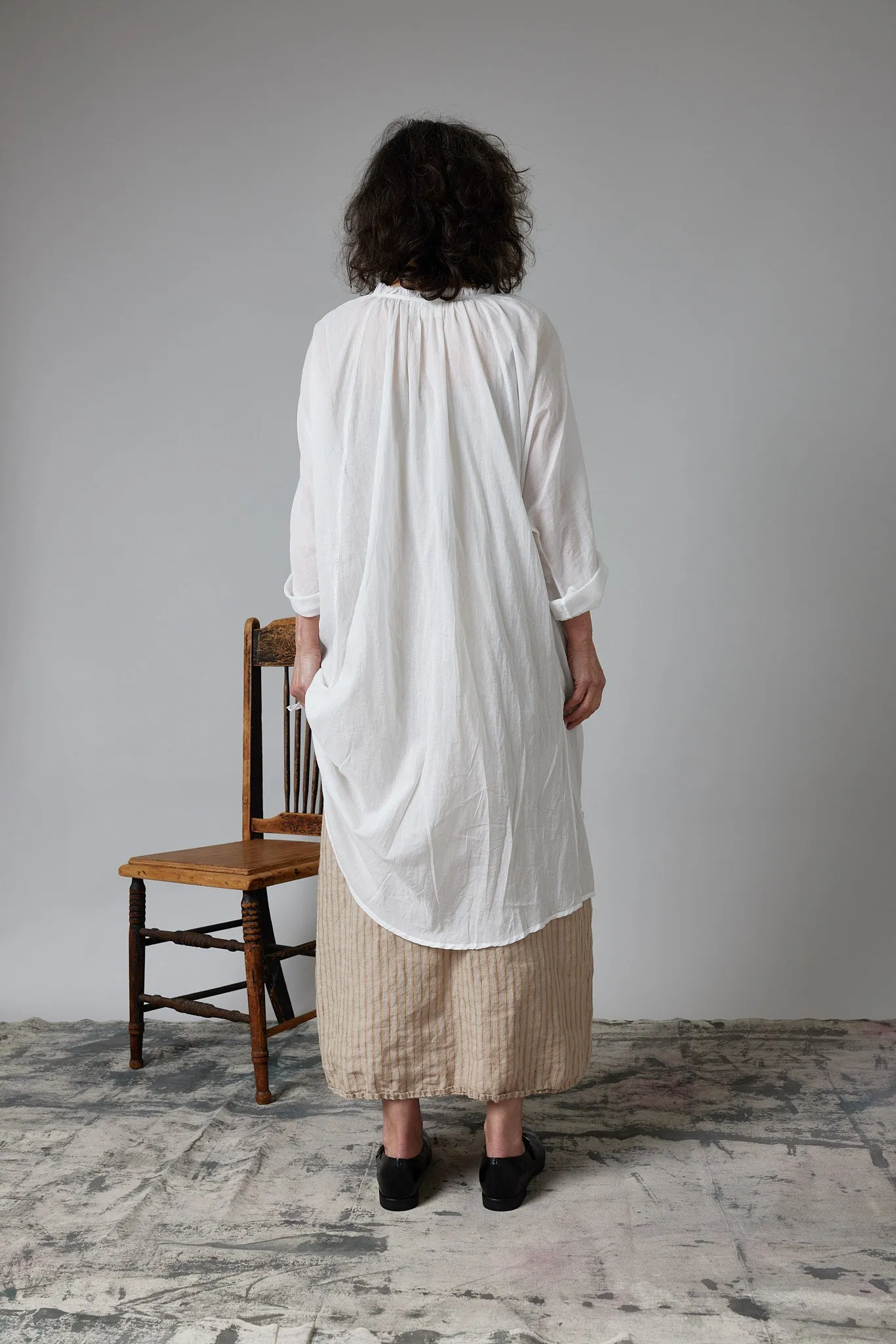 Metta - Willow Gathered Collar Tunic - Cotton Voile