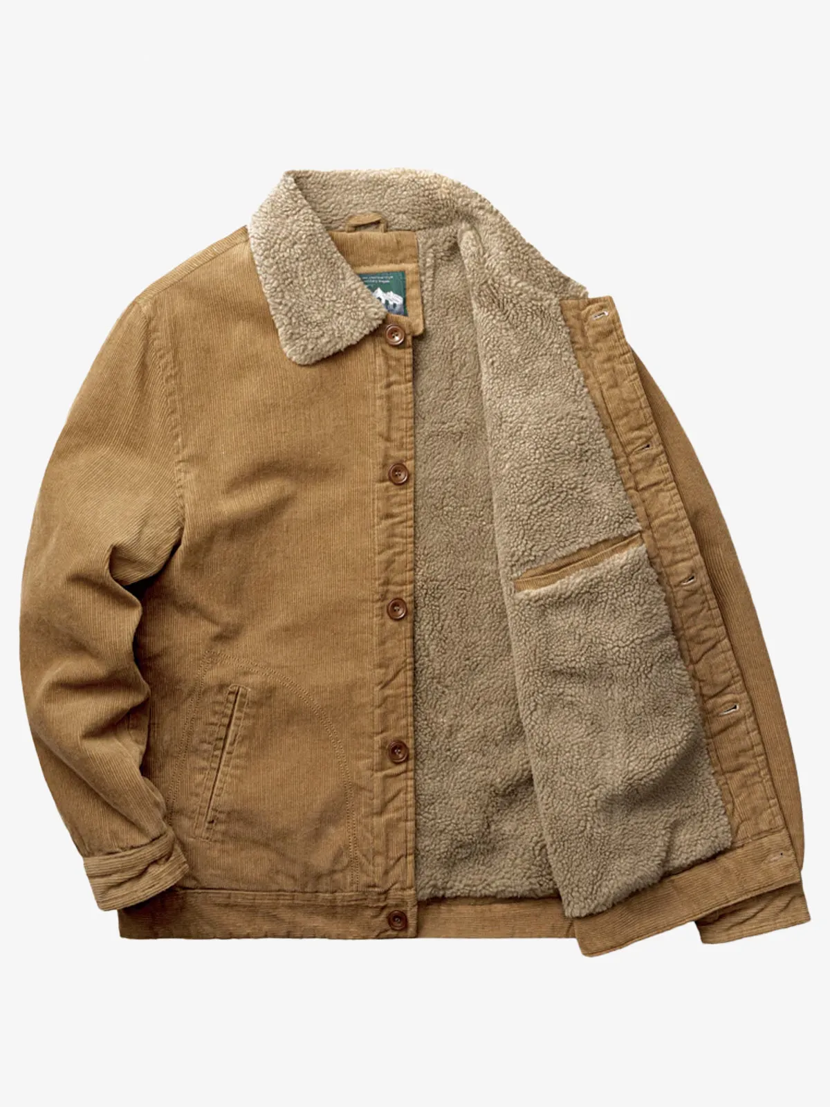 Military-Inspired Fur-Lined & Corduroy Flight Jacket