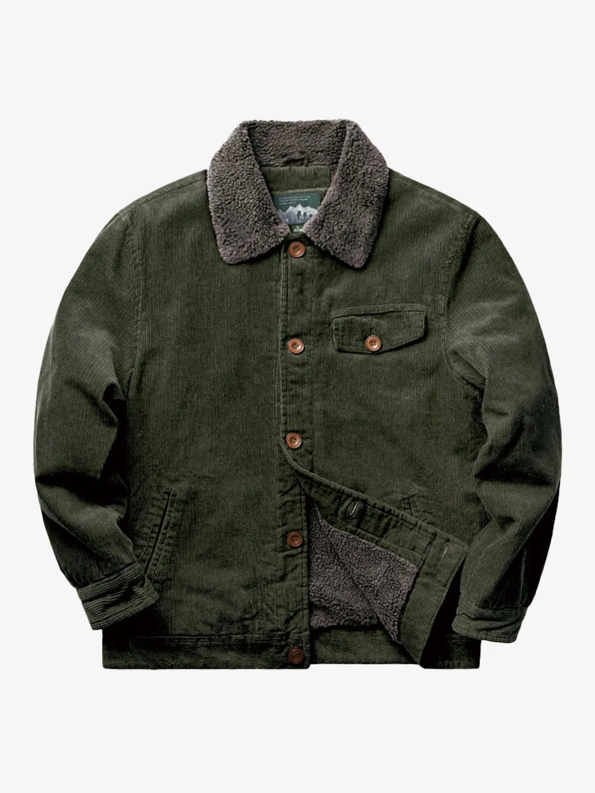 Military-Inspired Fur-Lined & Corduroy Flight Jacket