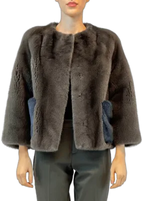 MINK JACKET WITH ATTACHABLE COLLAR "COCOTTE"