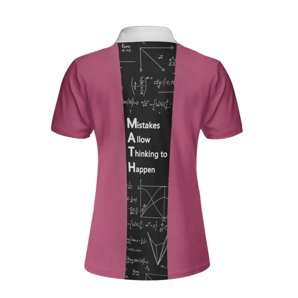 Mistakes Allow Thinking To Happen Math Short Sleeve Women Polo Shirt, Funny Teacher Shirt For Women Coolspod