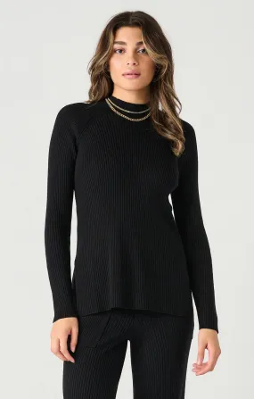 Mock Neck Ribbed Tunic Sweater