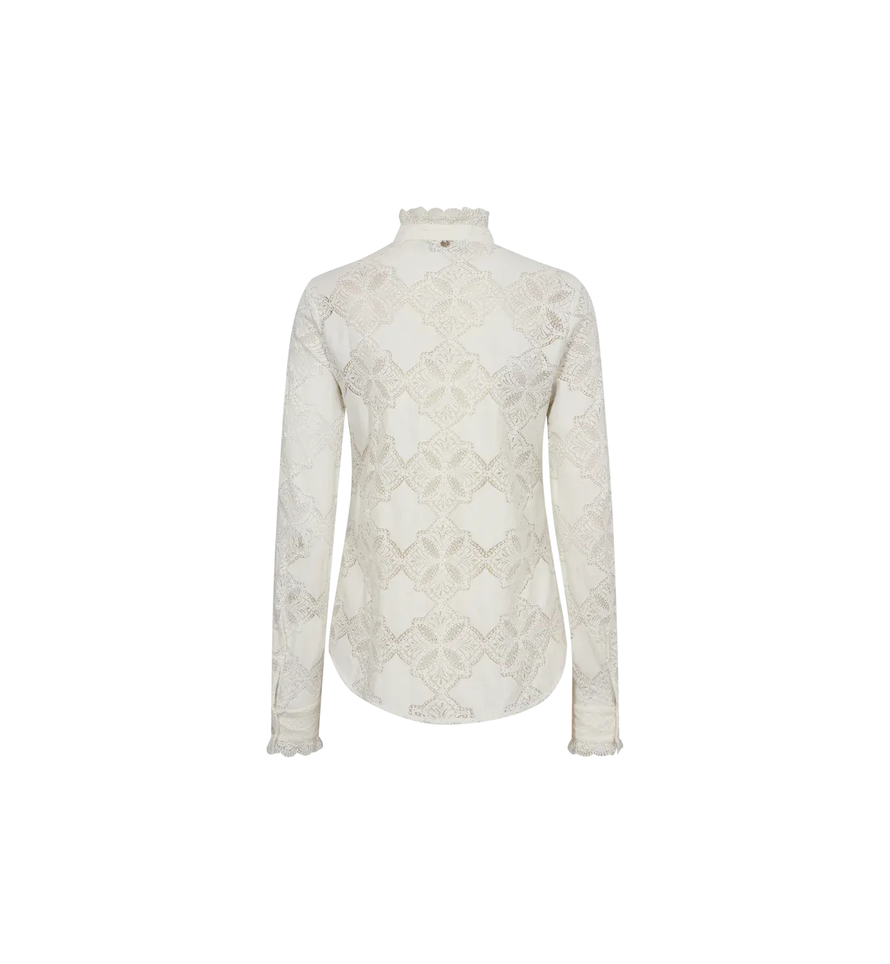 Mos Mosh Jetta High Neck Lace Blouse In Cream