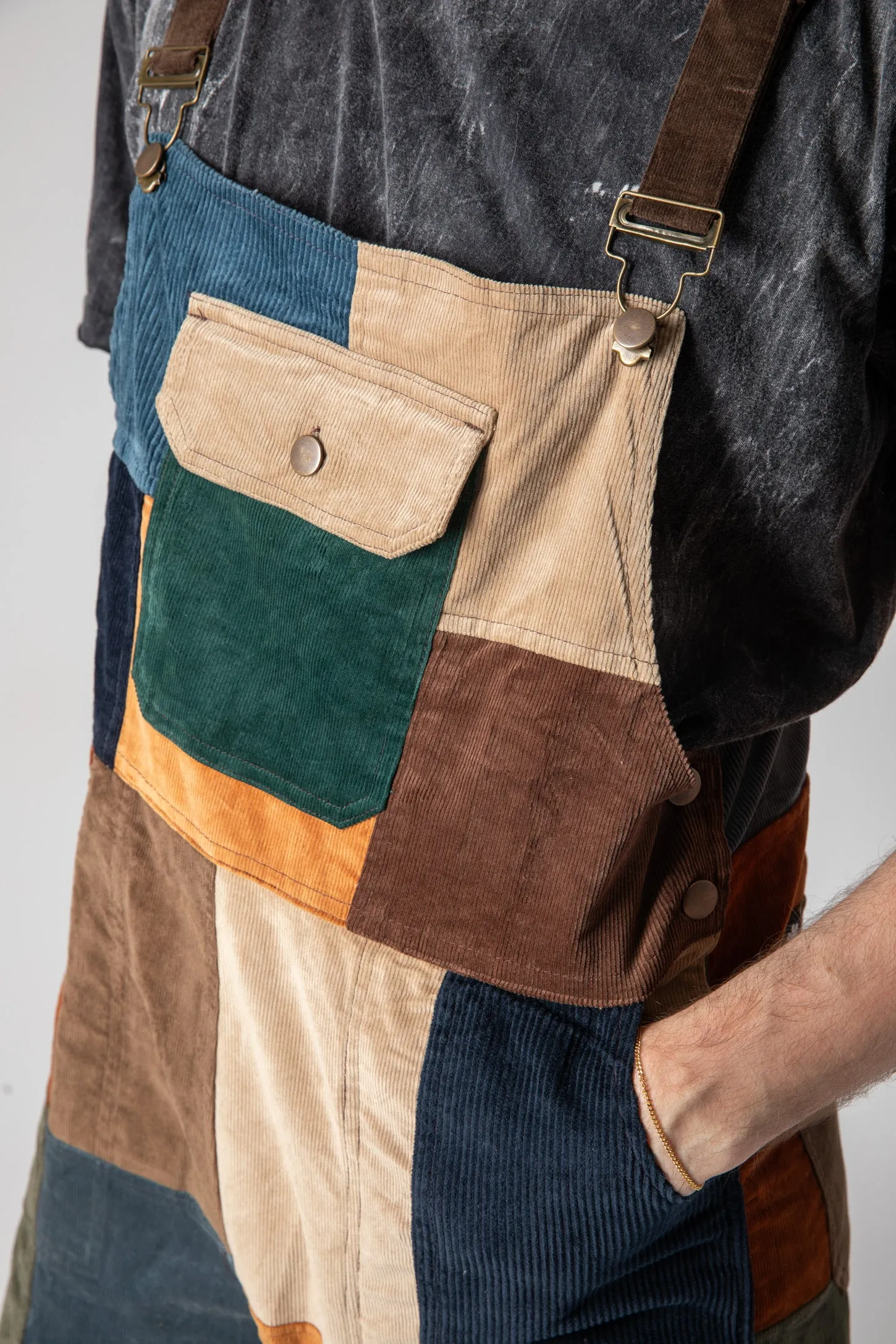 Nagarkot Patchwork Unisex Corduroy Overalls